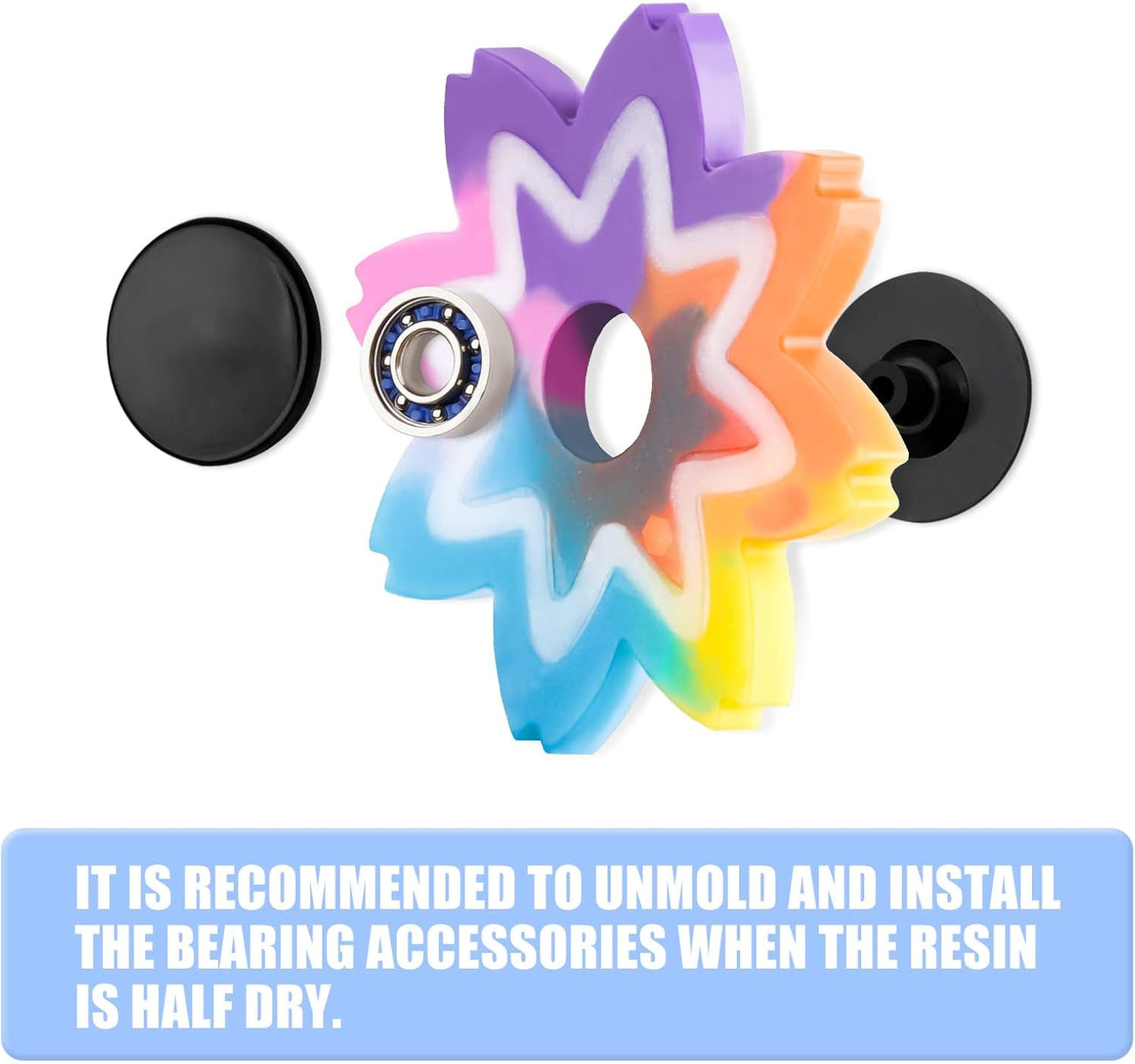 NiArt Fidget Finger Spinner DIY Epoxy Resin Casting Silicone Mold Kit 9 Molds with 10 Bearings Set,Stress Reliever Hand Fidget Toy Gifts for Kids and Adults Art Crafts Home Decorations Jewelry (Set D)