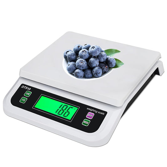 Large Digital Kitchen Scale 66lb/30kg Food Scales for Kitchen with Tare and Prep Counting Baking Cooking Bread Meat Scale with LCD Display for Bakery (White, 30kg)