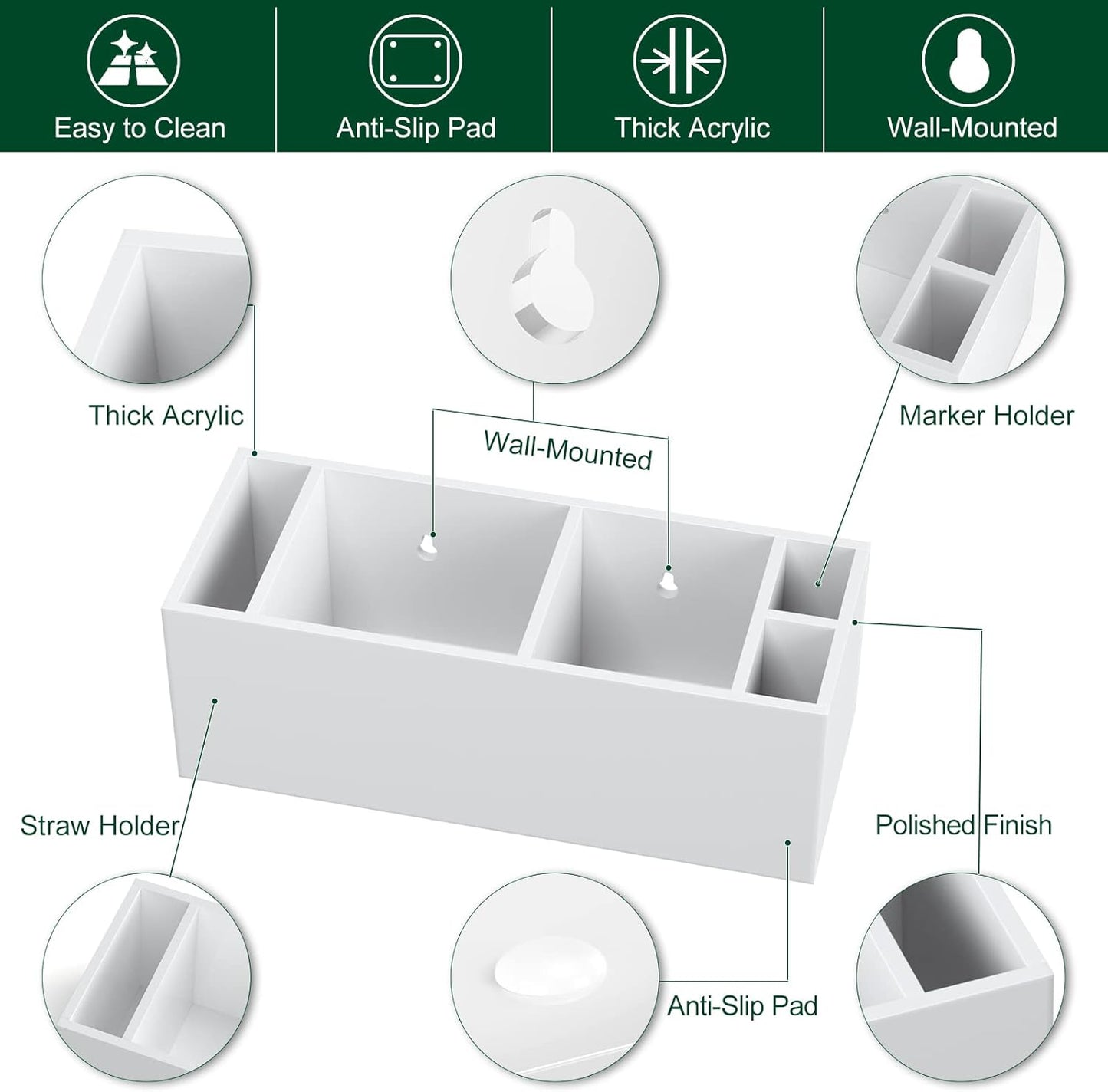 Double Cup Holder with Marker Slot, Party Cup Dispenser Acrylic Cup Organizer Mark Your Cup and Drink Up Caddy Modern Bar Counter Decor, White