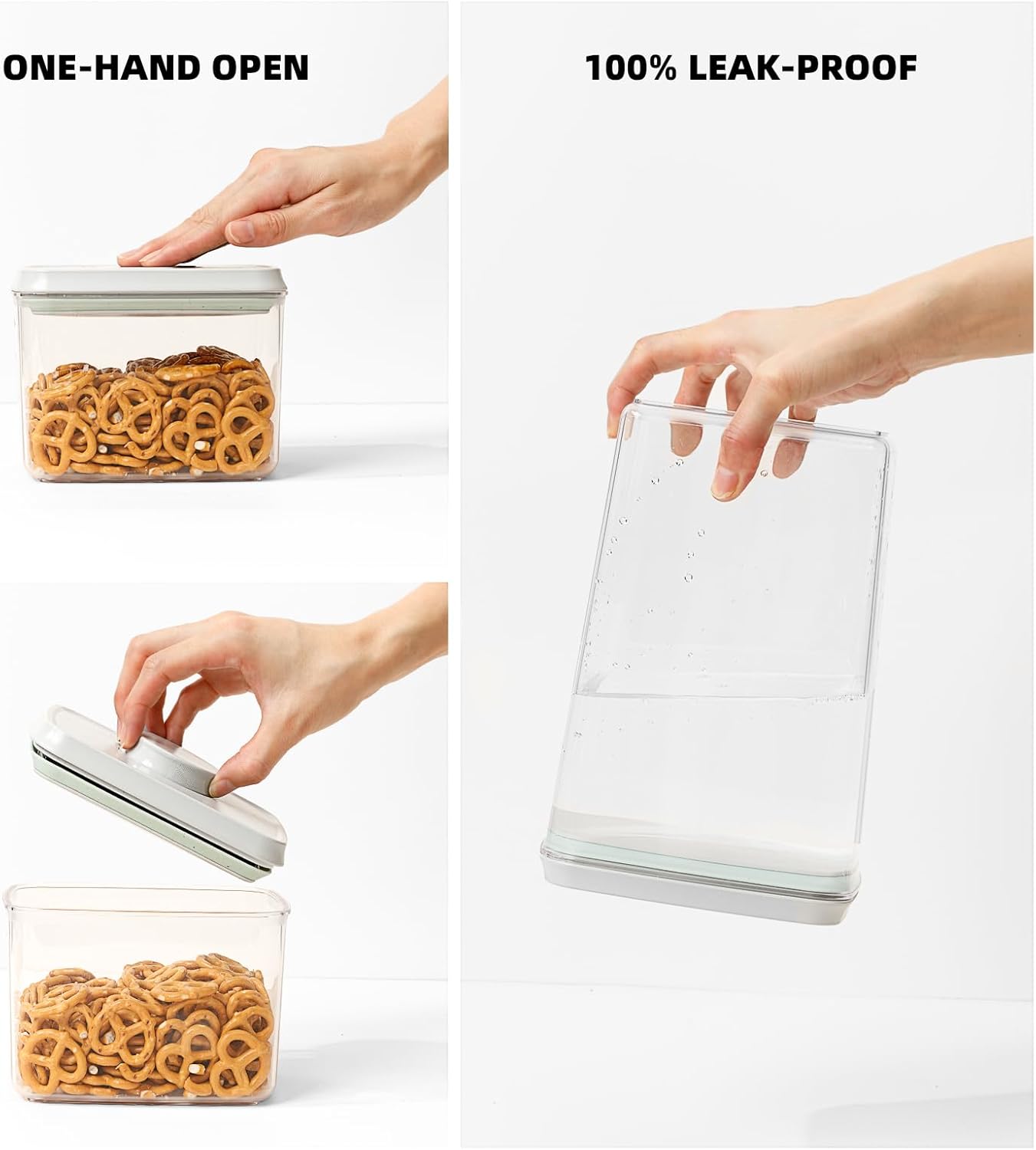 JIMALL Pop Top Food Storage Containers, Stackable Food Containers with Lids Airtight, Leak-proof Containers for Cereal Flour & Sugar, 4 Piece Set-3.5Qt,2.9Qt,2.1Qt,1.3Qt