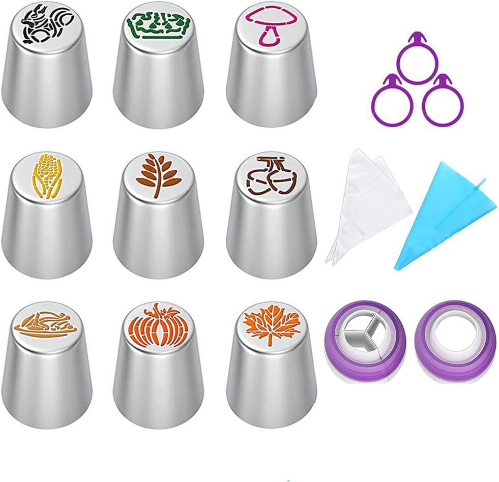 Thanksgiving Icing Piping Tips frosting kit Cake Decorating Tools disposable and Reusable Piping Bags Couplers Kit