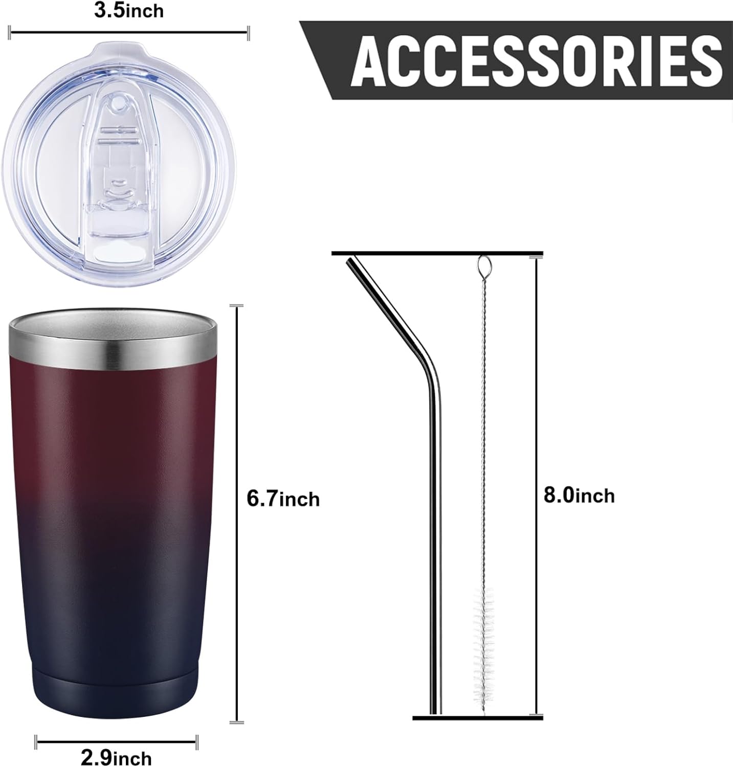 COMOOO 20oz Stainless Steel Tumbler Bulk with Lid and Straw Insulated Coffee Tumbler Cup Double Wall Vacuum Travel Mug for Cold Drinks and Hot Beverage (Mystery Moon,8 Pack)