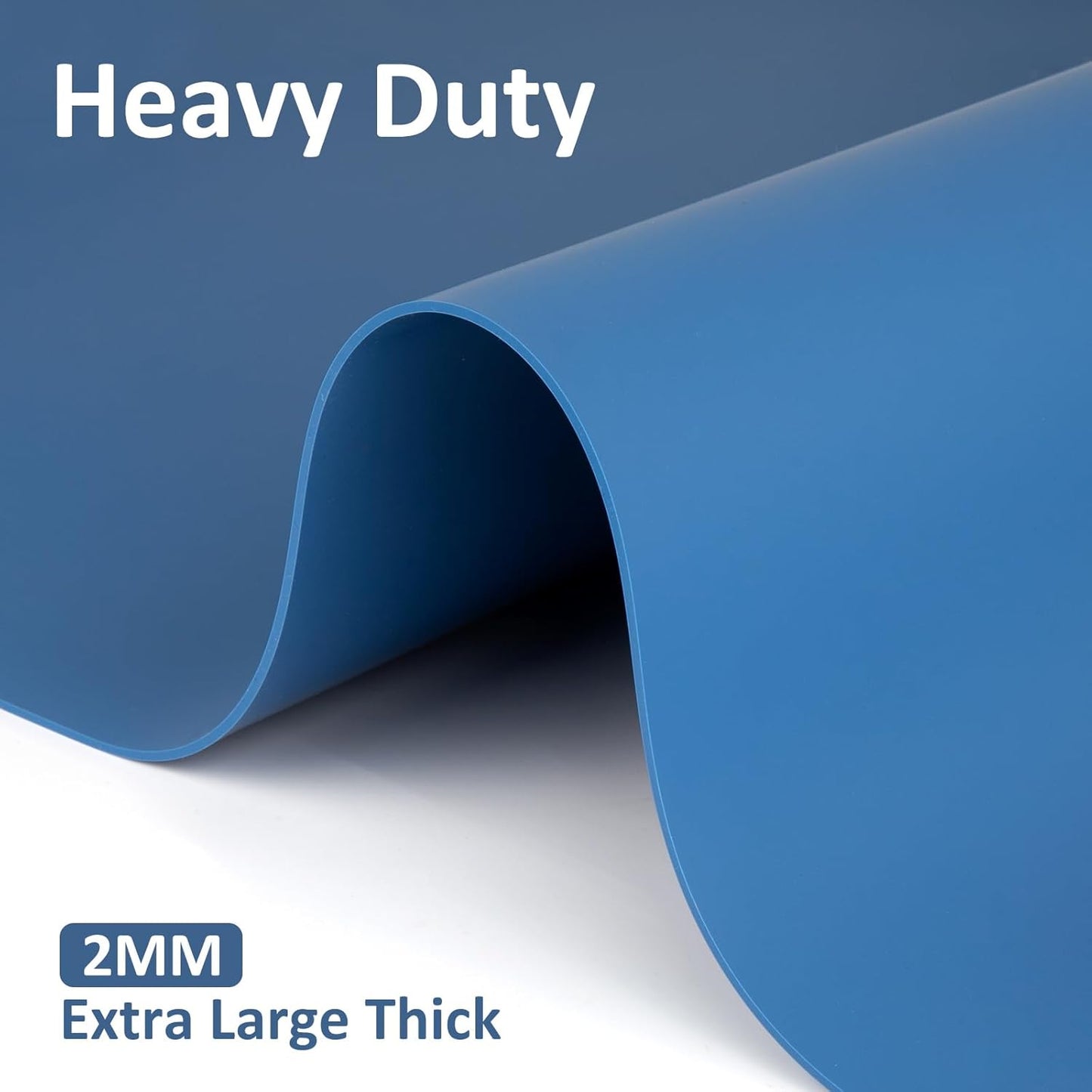 Silicone Mat Heat Resistant Mats for Countertop, Large Silicone Mats for Kitchen Counter Crafts Workbench Table, Size 48x24 inches Thick 2mm,Rolled Package,Light Blue