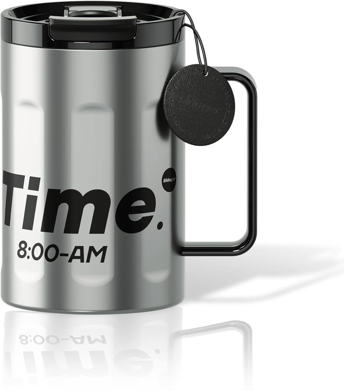 Sidagar+ 18 OZ z Stainless Steel Insulated Coffee Mug with Handle and Lid, Double Wall Vacuum Travel Mug, Tumbler Cup with Sliding Lid, Resuable Insulated Coffee Tumbler, Silver