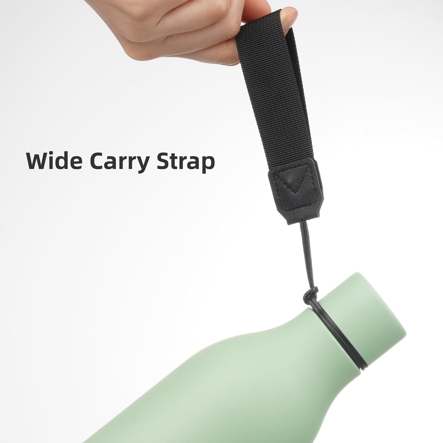 Insulated Water Bottle with Strap,25 oz Double Wall Stainless Steel Vacuum Bottles Metal Water Flask,Macaron Green