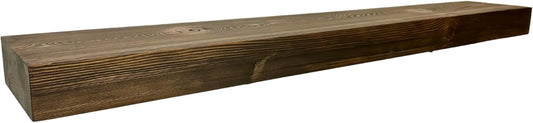 Modern Timber Craft Reclaimed Wood Fireplace Mantel Shelf | Solid Rustic American Barnwood with Steel Floating Shelf Brackets | 2.75" Thickness | 96" L x 10" D, Jacobean, Planed and Sanded