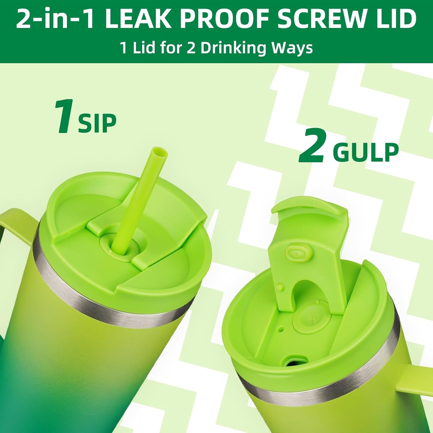 BJPKPK Insulated Tumbler with Handle, 30oz Insulated Tumblers with Lid and Straw, Stainless Steel Metal Water Bottles, Coffee Travel Mugs, Cups, Bamboo Grove