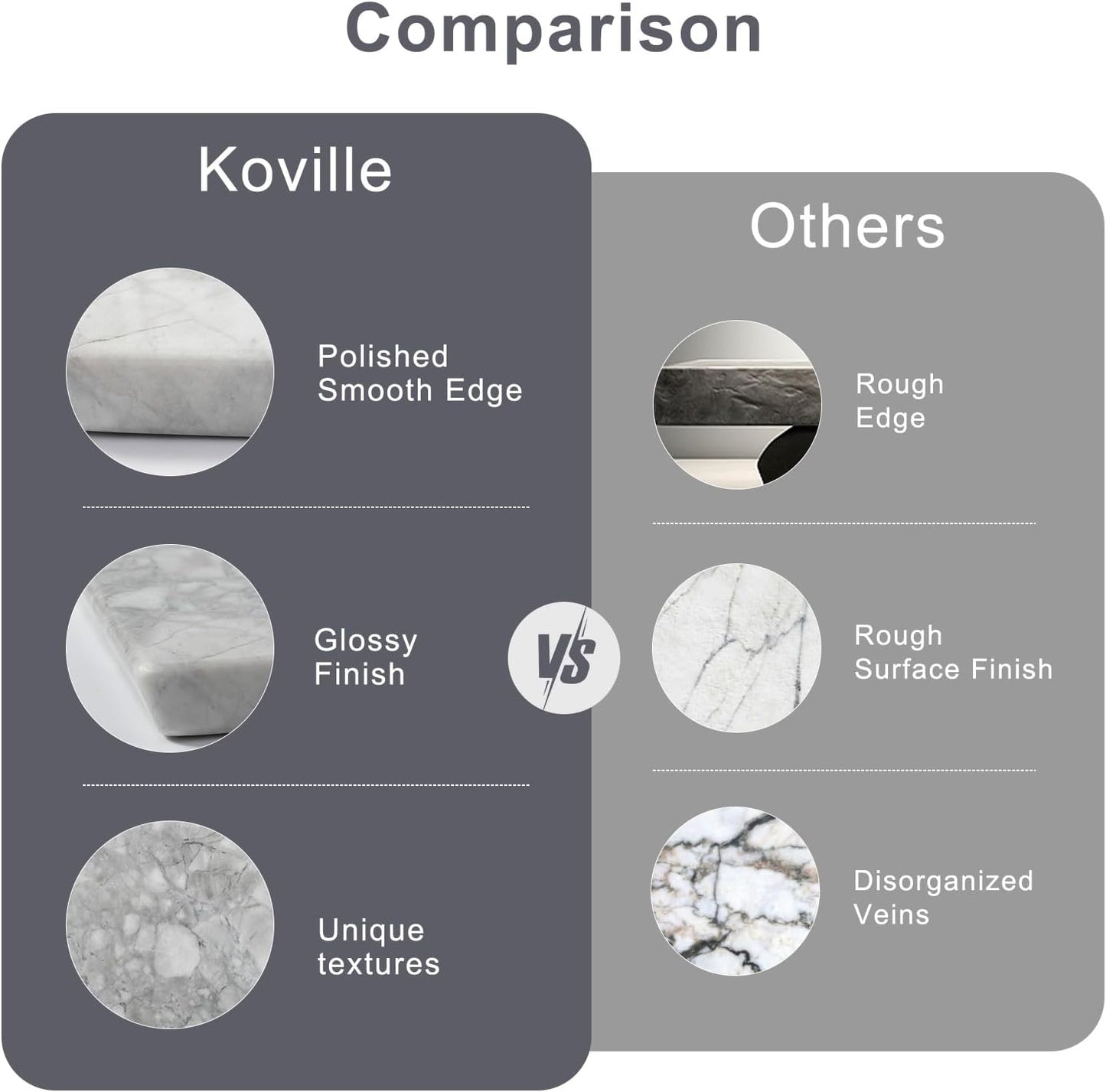 Koville Natural Marble Cutting Board for Kitchen Countertop, 16" x 12" Rectangular Marble Cutting Board Pastry Boards Cheese Boards for Home Decor, Resistant Stone Charcuterie Board Chopping Slab