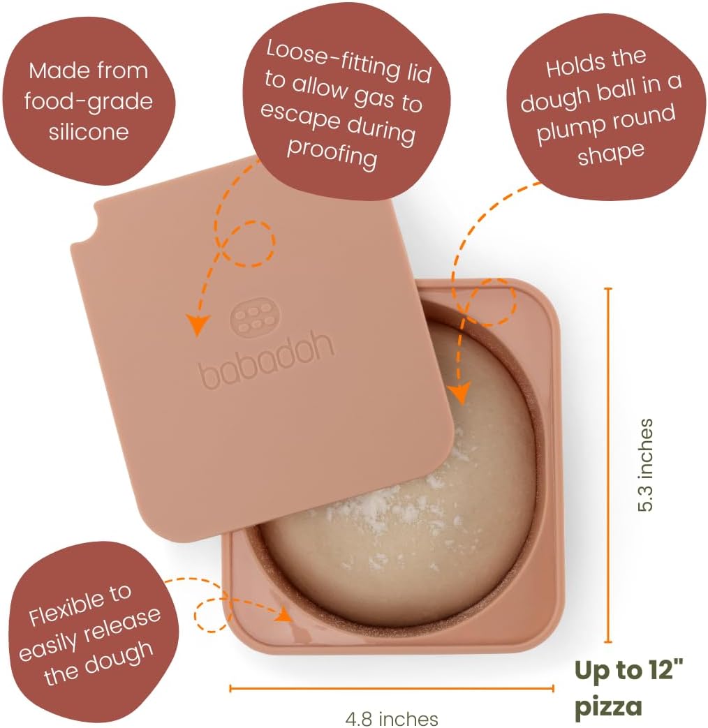 Babadoh Pizza Dough Proofing Silicone Containers with Lids | Pizza Making Accessories | Set of 6 | Multi Spice (2 Sesame, 2 Scallop, 2 Nduja) | Original Size (make 12" Pizzas)