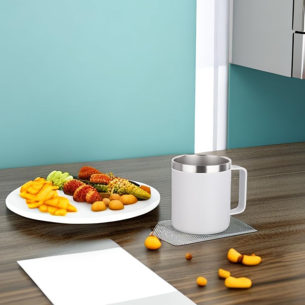 Volhoply 14oz Insulated Stainless Steel Coffee Mug with Lid Bulk 4 Pack,Double Wall Vacuum Travel Coffee Cup with Handle,Reusable Cups Tumbler,Camping Mugs Keep Hot,Ideal Gifts(Assorted,4)