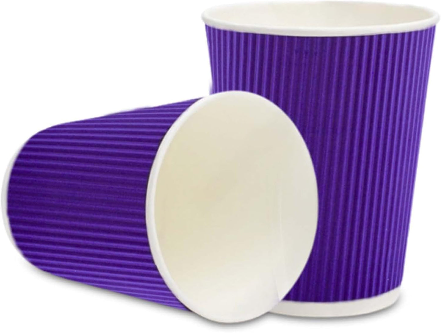Restaurantware-12 Ounce Disposable Coffee Cups, 500 Ripple Wall Hot Cups For Coffee - Lids Sold Separately, Rolled Rim, Royal Purple Paper Insulated Coffee Cups, For Hot Coffee, Tea, And More