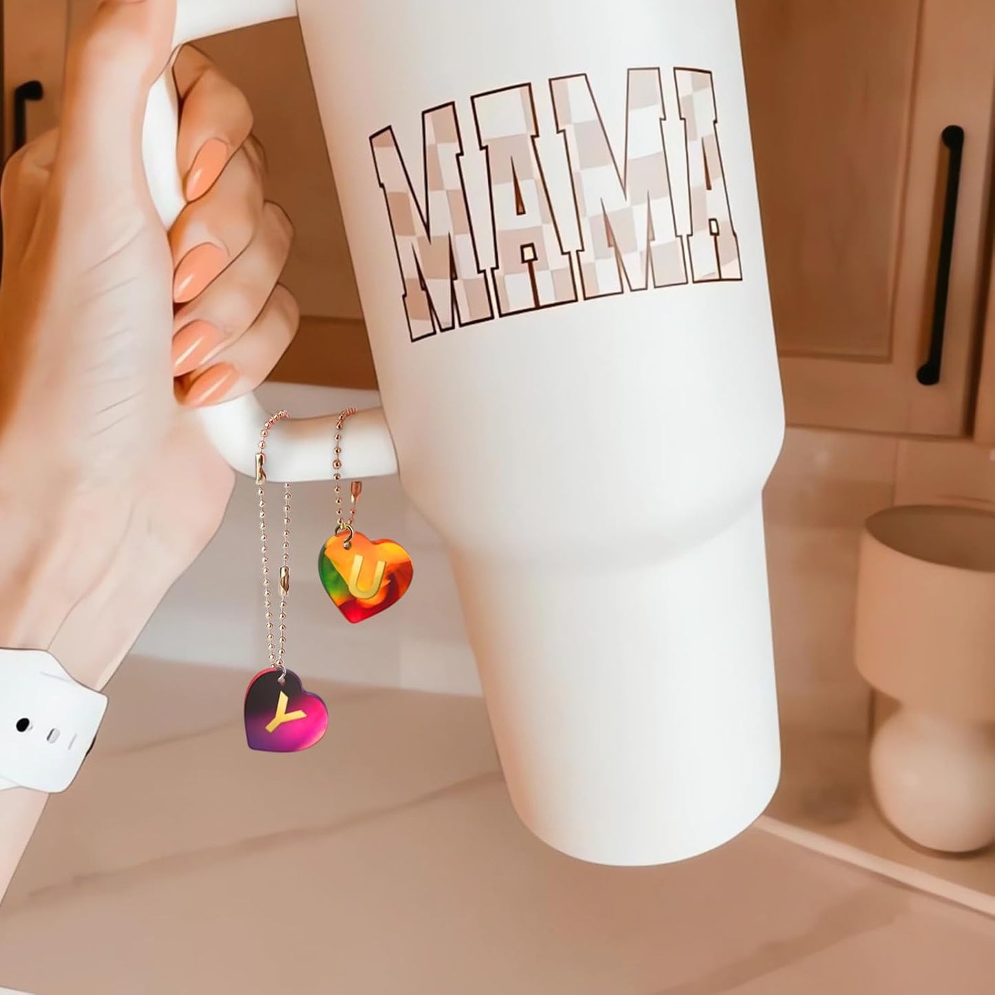 Juome Letter Resin Molds Silicone for Stanley Cup, 48 Pcs Heart Shape Letters Name Number Silicone Molds for Epoxy Resin Casting, DIY Personalized Custom Letter Charm Making for Stanley