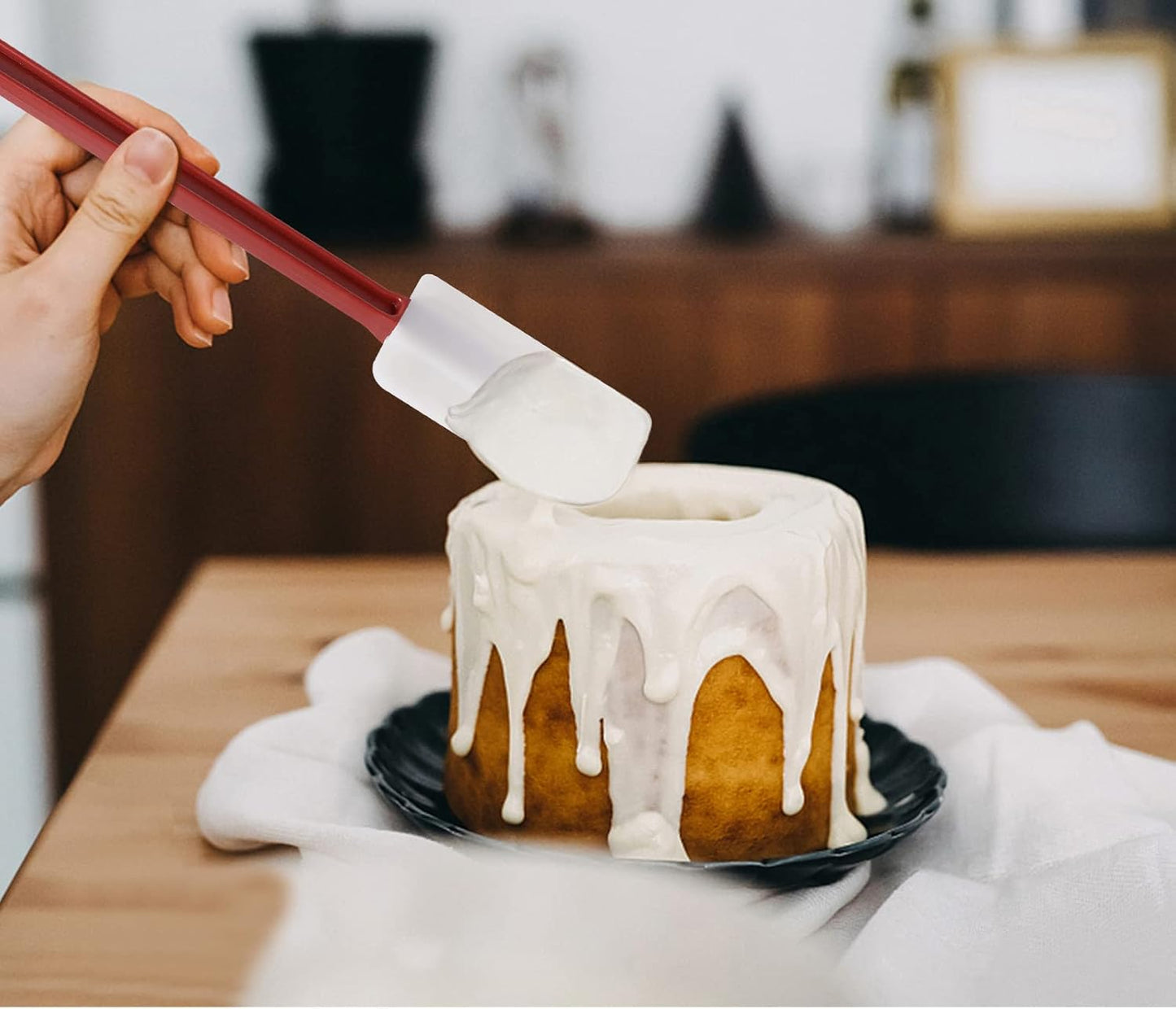 Silicone Rubber Spatula Set of 3, High Heat Commercial Spatula 16 Inch for Cooking (3 Scrapers)