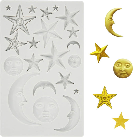 1 Pcs Star,Moon and Sun Silicone Mold for Chocolate, Fondant, Cake Decor and Epoxy DIY