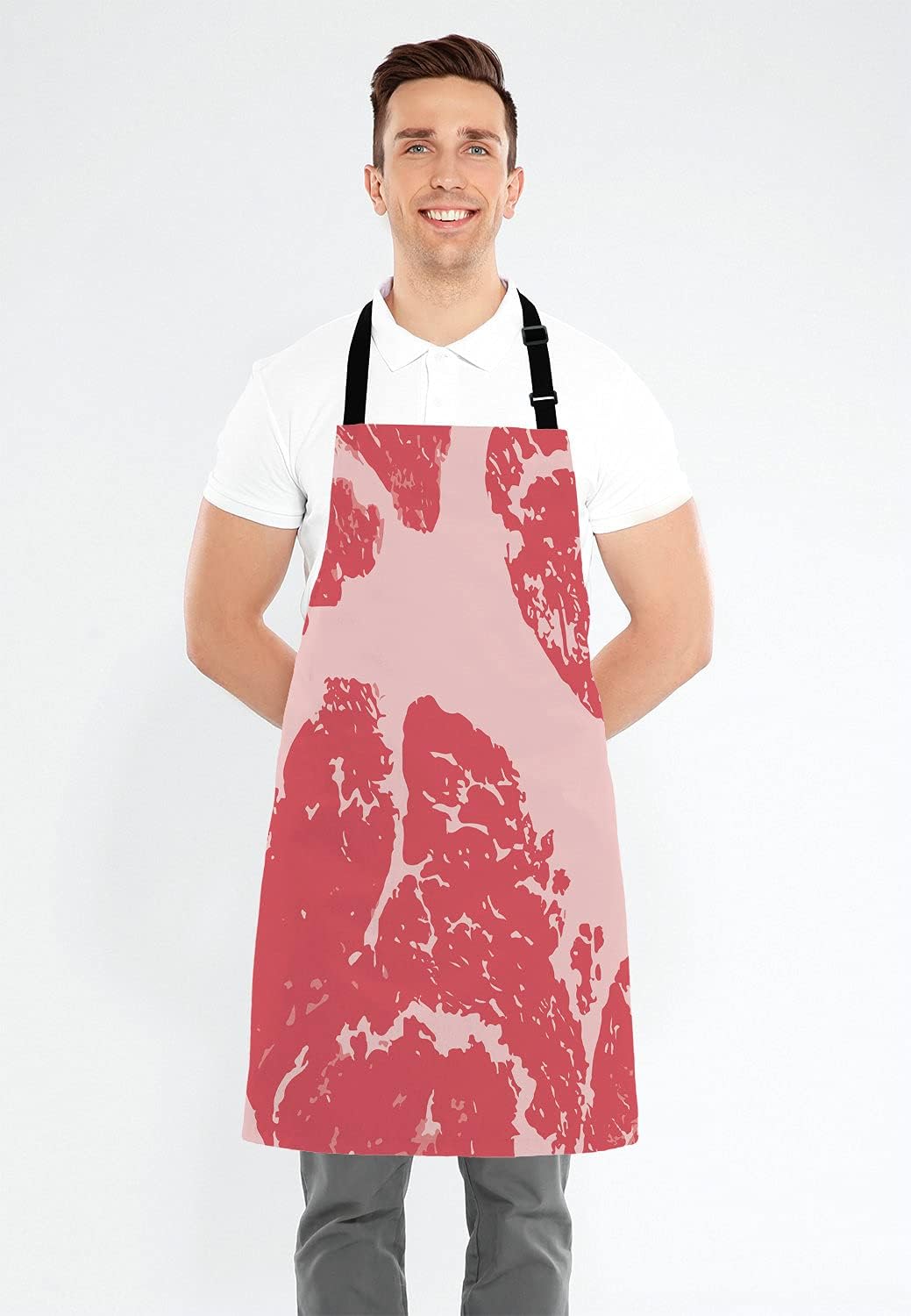Beef Texture Apron for Women and Men, Adjustable Kitchen Chef Apron for Cooking Baking - Cute Birthday, Anniversary, Mother's Day Apron Presents for Mom Wife Girlfriend Aunt Grandma