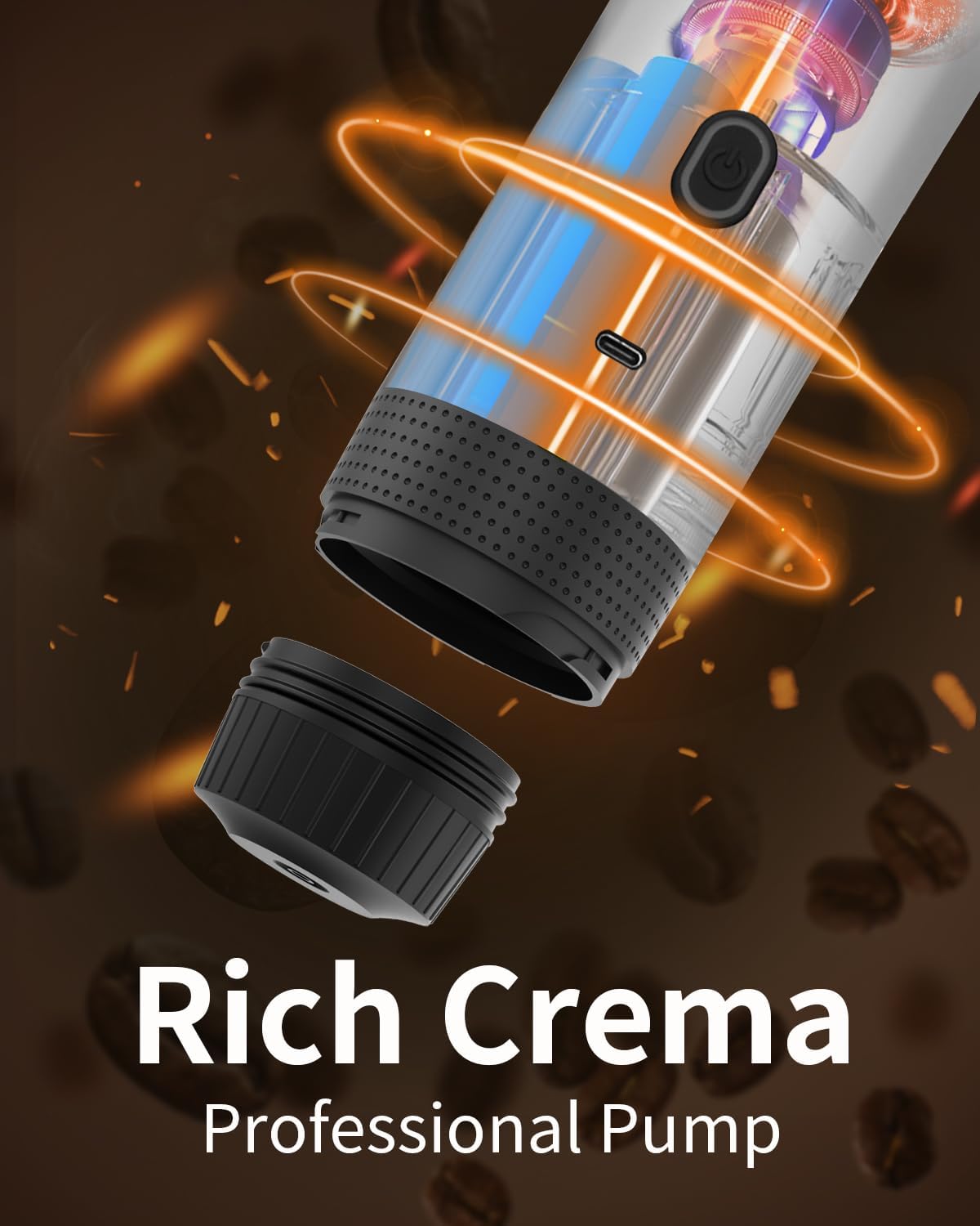 Portable Electric Espresso Machine, Car Coffee Maker for Travel Camping, Battery Powered Coffee Brewer Compatible with Ground Coffee & NS Capsules, White