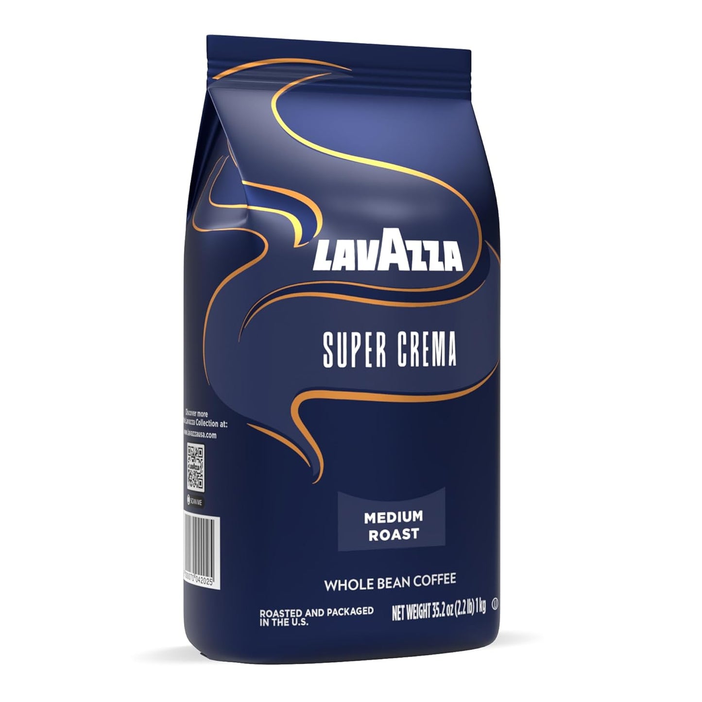 Lavazza Super Crema Whole Bean Coffee, Medium Espresso Roast, Arabica and Robusta Blend, 2.2 lb Bag (Pack of 5)