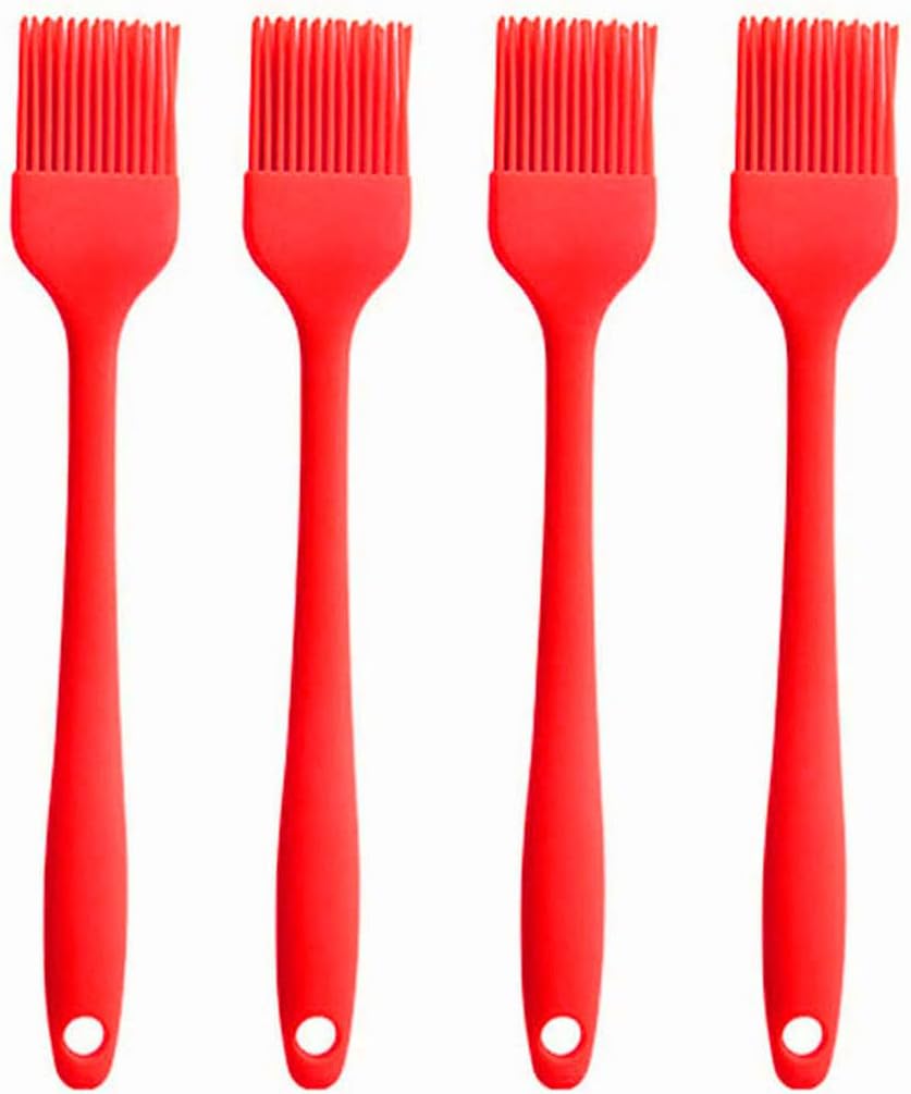 Silicone brush, Oil Brush for BBQ Kitchen Cooking Baking and Grilling (4 PCS,red)