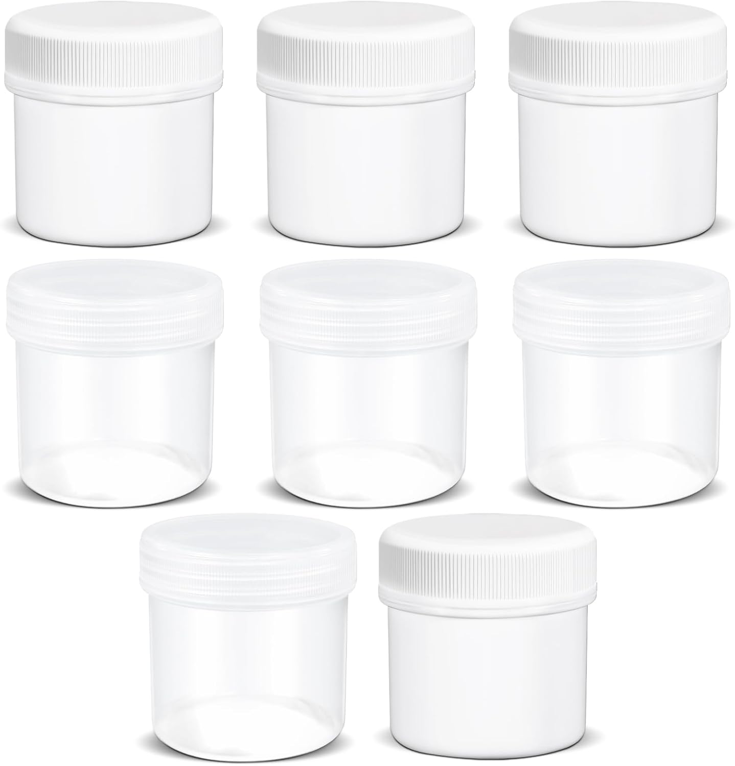 TSA Approved Wide Mouth Travel Size Containers, PP Clear & White Leak Proof Travel Plastic Jars with Lids for Creams Lotion Cosmetic, Jewelry Beads, Sample, Small Items Storage (1.7 oz, 8 Pcs)