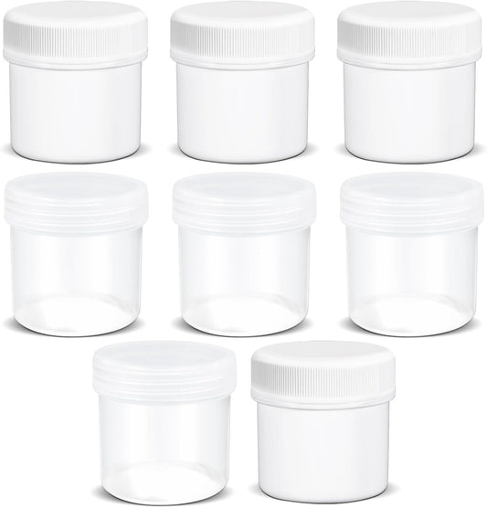 TSA Approved Wide Mouth Travel Size Containers, PP Clear & White Leak Proof Travel Plastic Jars with Lids for Creams Lotion Cosmetic, Jewelry Beads, Sample, Small Items Storage (1.7 oz, 8 Pcs)