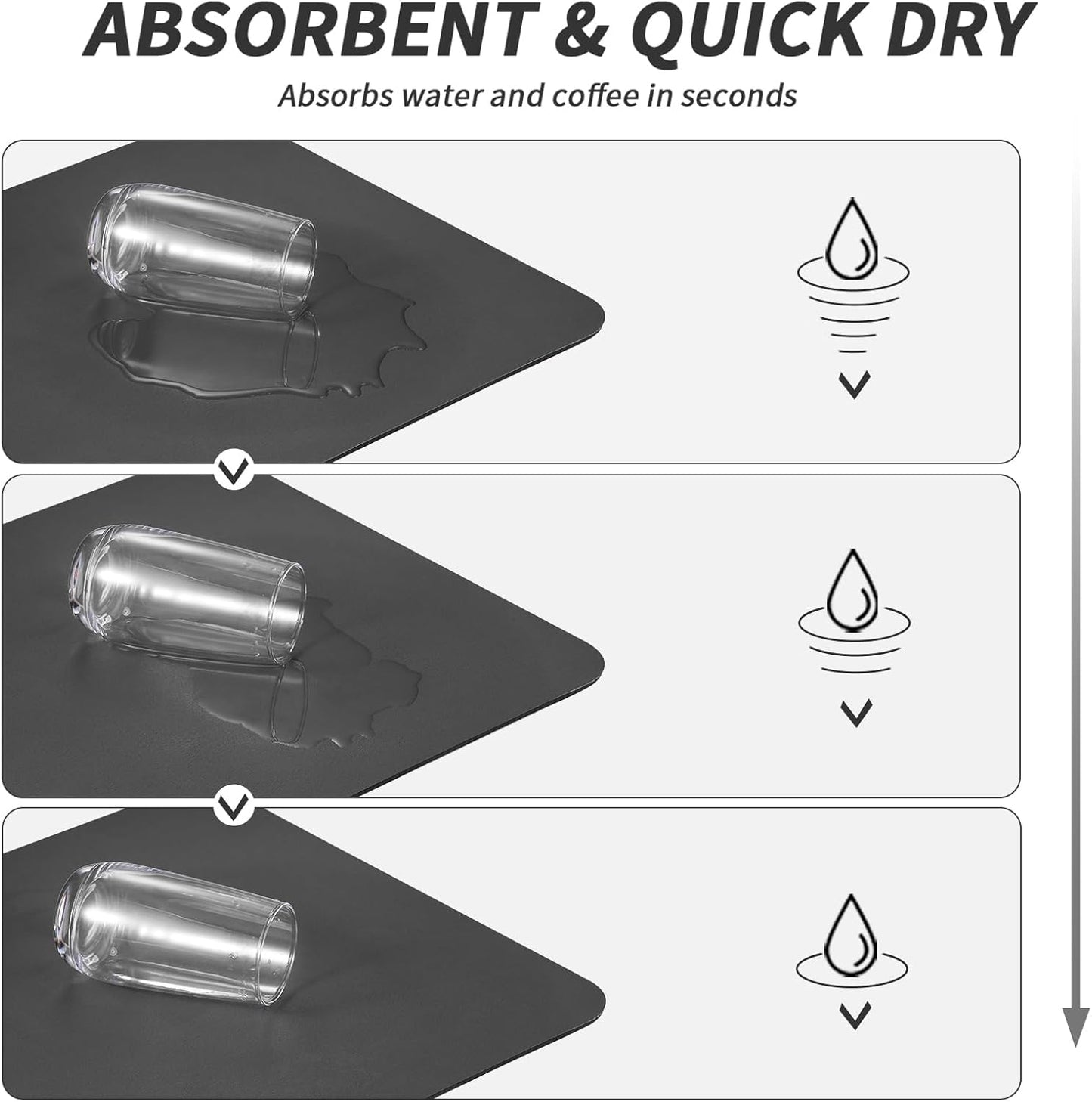 Coffee Mat - Absorbent Hide Stain Rubber Backed Dish Drying Mat for Kitchen Counter - Bar Mats for Countertops Accessories Fit Under Coffee Maker Espresso Machine