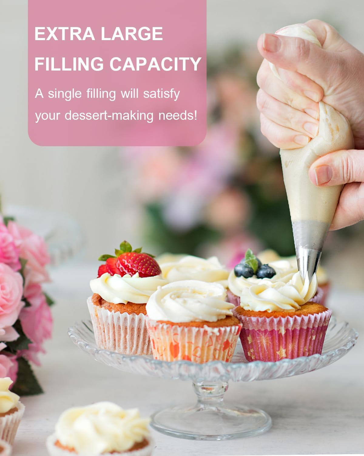 18/21/24 Inch Extra Large Piping Bags Disposable, 100 Pieces Icing Bags, Tipless Piping Bags, Thickened Pastry Bags, Non-Slip & Anti-Burst, Frosting Piping Bags for Cakes Cookies Decoration