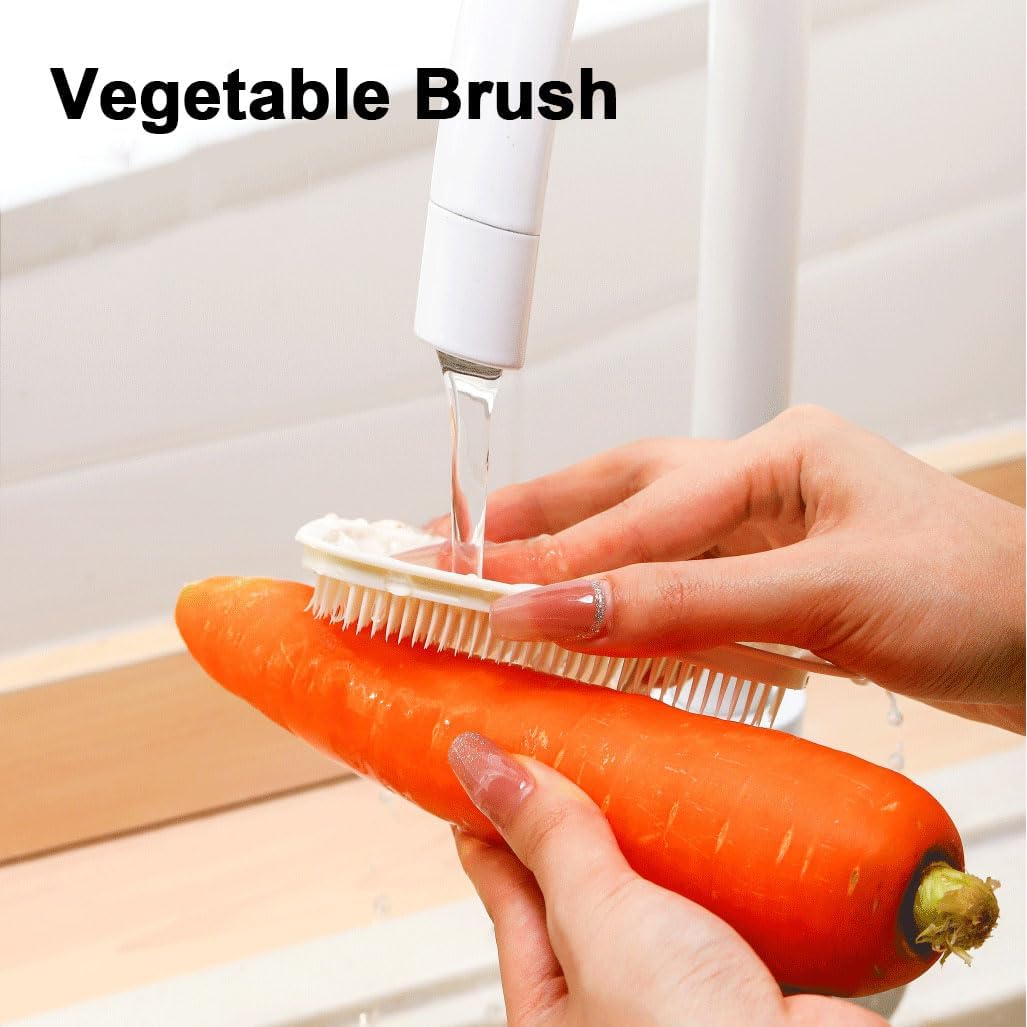 Vegetable Brush, 2 PCS Vegetable Brush Scrubber for Fruits, Potato Scrubber Potato Brush, Soft Bristle Brush for Potato/Carrots/Lotus Root
