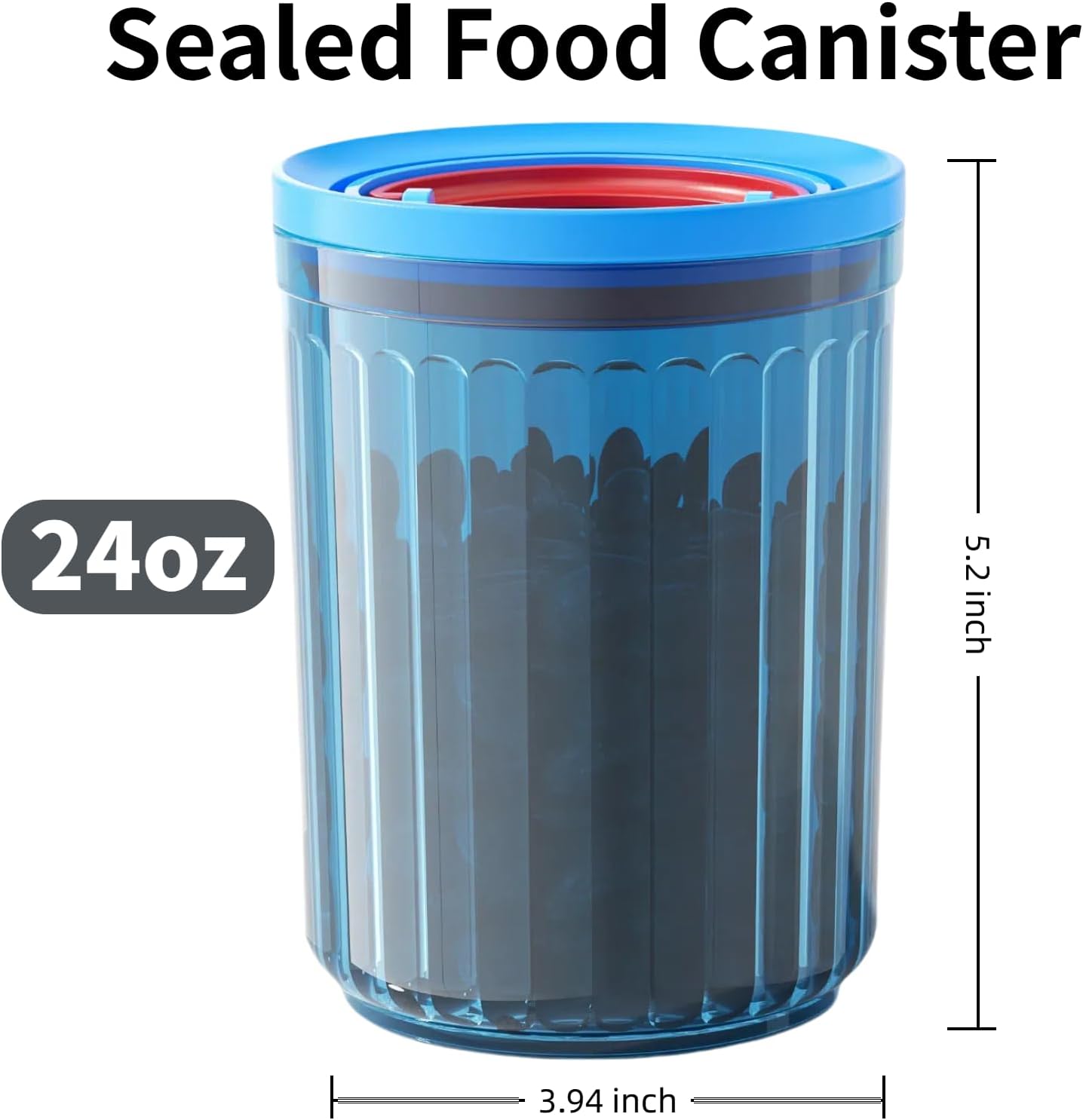 Small Airtight Ground Coffee Canister Storage Container with Lids BPA Free Plastic for Coffee Beans Patented Pull Snap Lock Sealed Design Blue 24oz