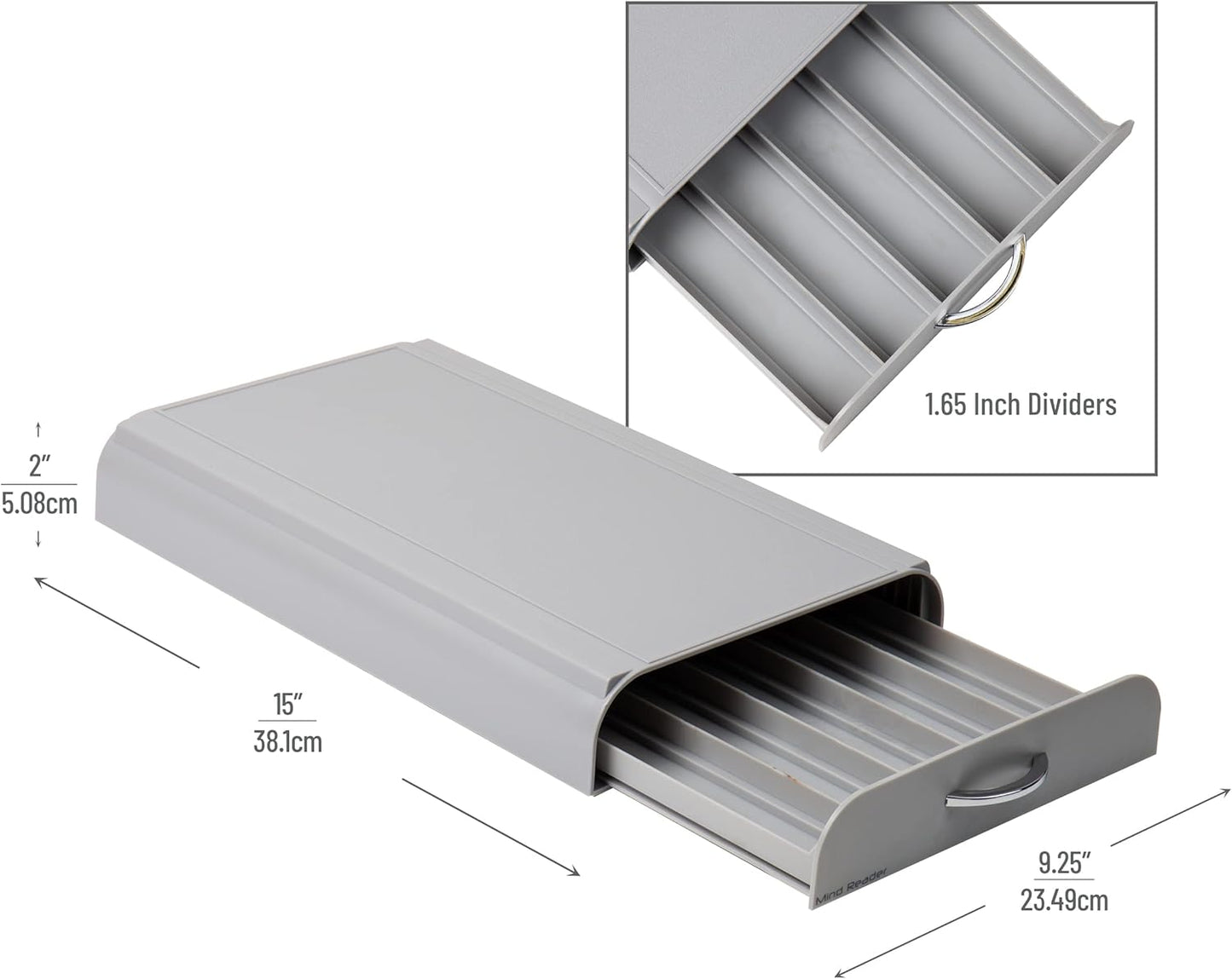 Mind Reader Nespresso Compatible Capsule Drawer, Countertop Organizer, Coffee Pod Holder, Storage, 9.25"L x 15"W x 2"H, Gray