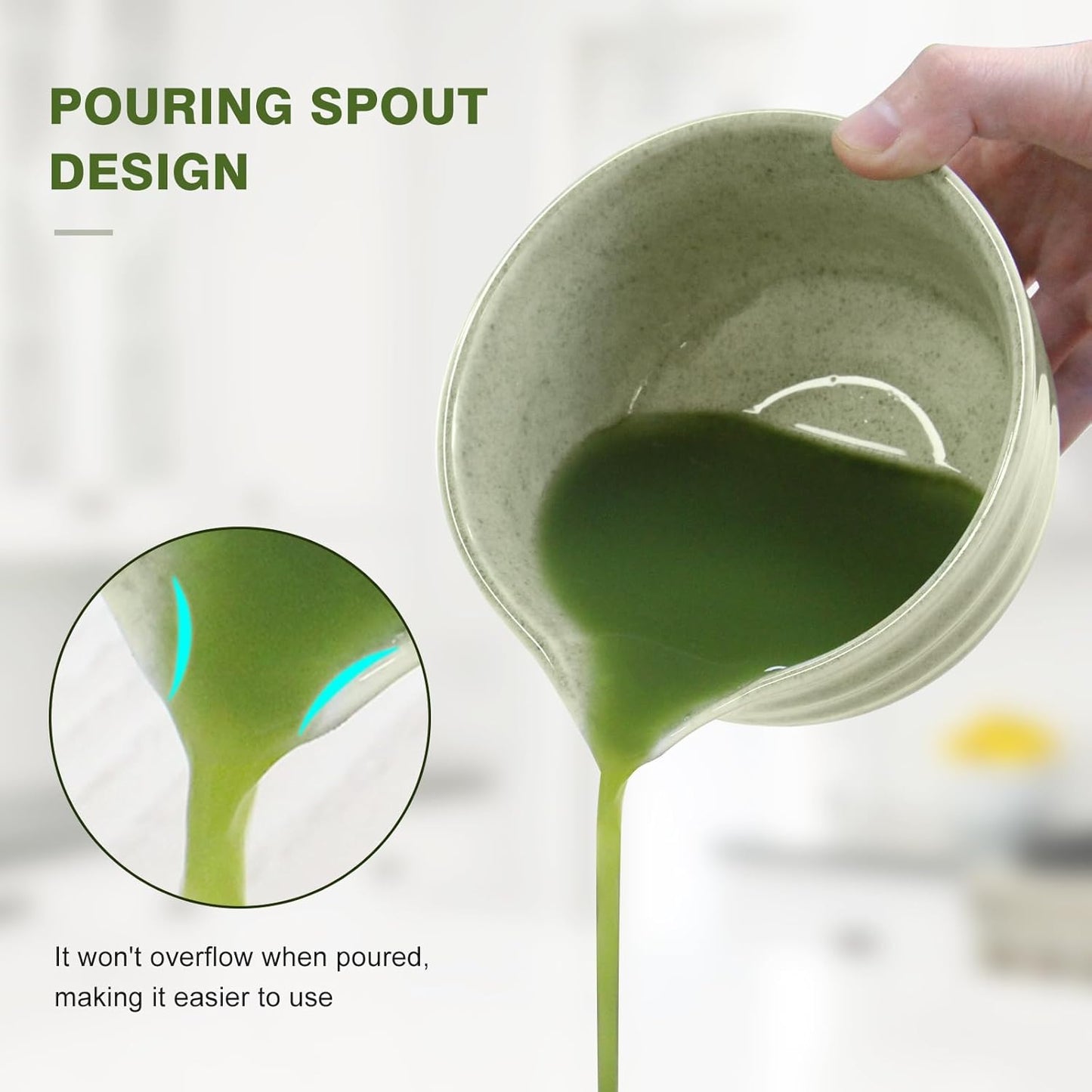 Matcha Whisk Set, Japanese Tea Set includes Matcha Bowl with Spout, Matcha Whisk and Holder, Bamboo Matcha Scoop - 4 Pcs Ceremonial Grade Matcha kit for Matcha Tea Lovers (Jade Green)