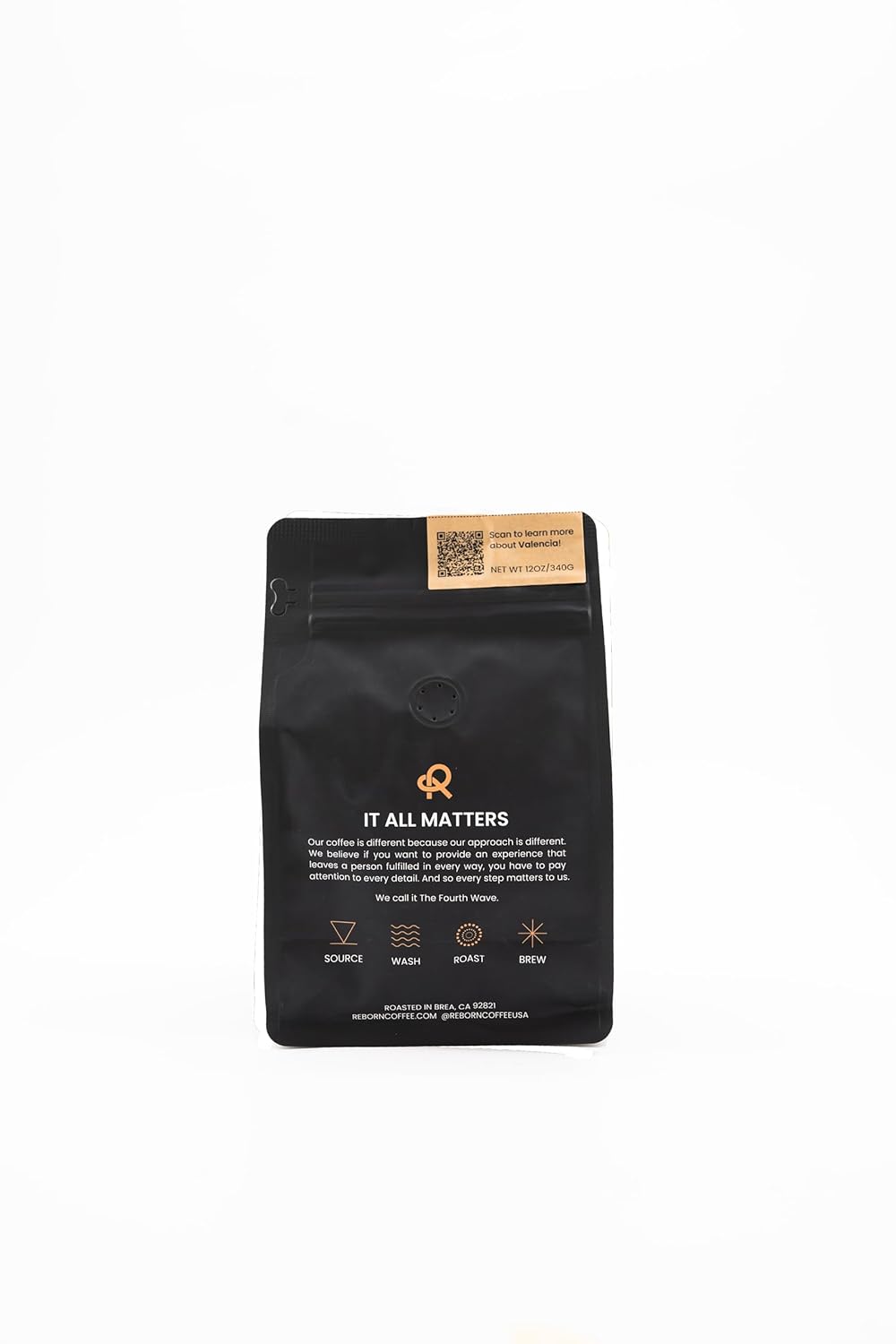 Reborn Coffee Specialty Whole Bean Coffee, Medium Roast, 12 Ounce, Premium Valencia Signature Blend, Flavor Notes of Chocolate, Nut, and Fruit