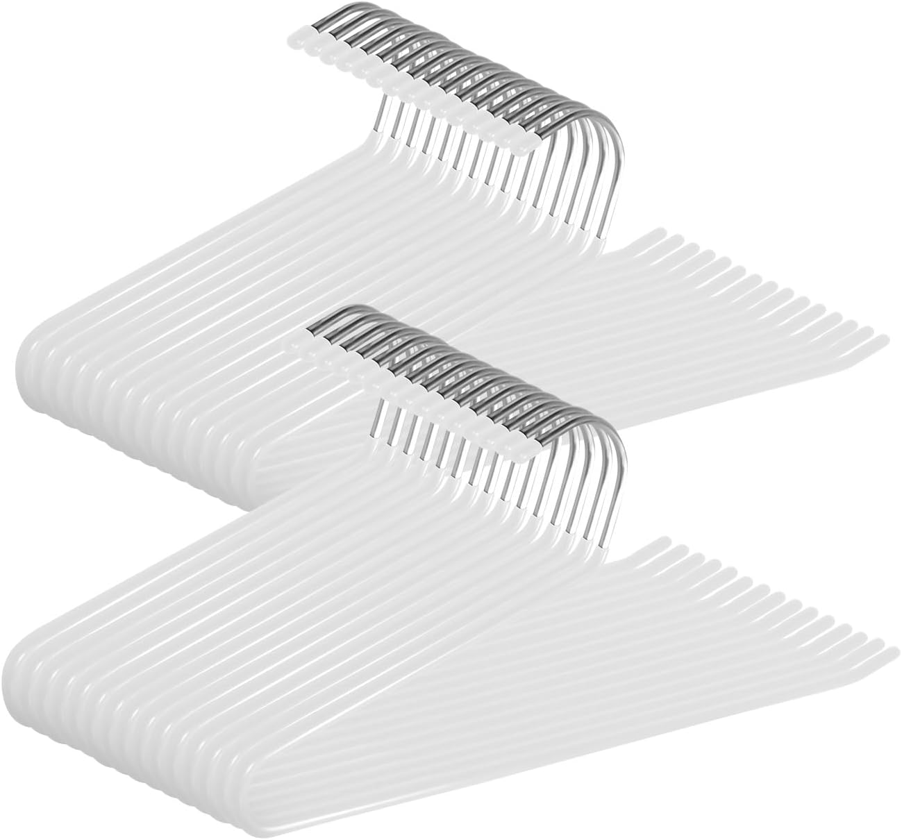 Open Ended Pants Hangers,30-Pack Clothes Hangers Space Saving, Non-Slip Pants Hangers,Black Metal Hangers Design for Jeans,Slacks,Scarf (White)