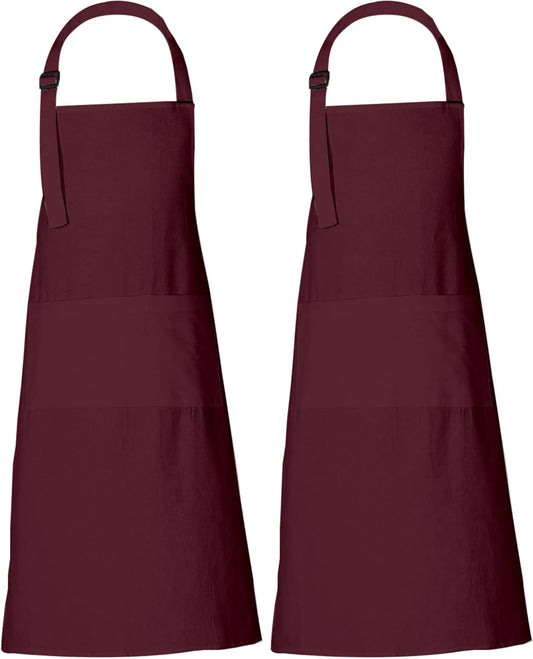 RAJRANG 100% Cotton Cooking Apron with 3 Pockets Kitchen Chef BBQ Adjustable Bib Aprons for Women Men