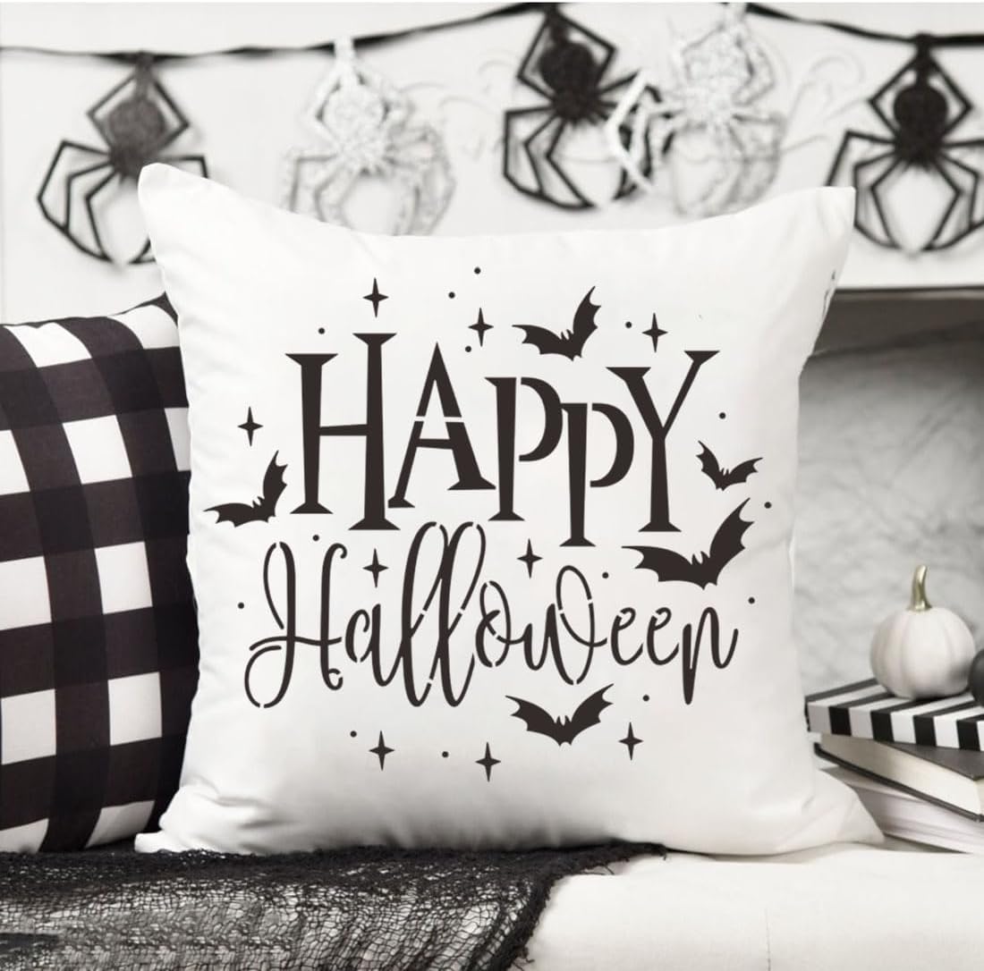 Halloween Stencils for Painting on Wood 12inch Round Halloween Stencil Hocus Pocus Ghost Templates for Wood Fabrics Door Wreath DIY Crafts Decor