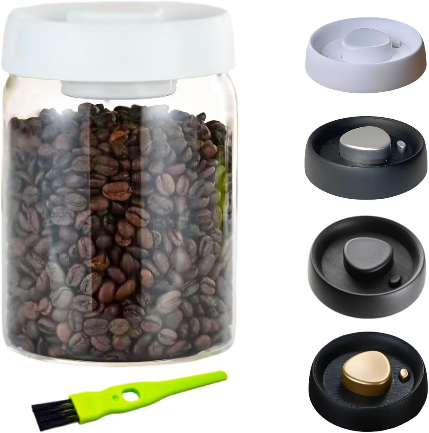 Vacuum Glass Jar with Airtight Lid,27floz/800ml Borosilicate Glass Coffee Canister Container,Perfect for Coffee Beans & Grounds,Loose Leaf Tea,Candy,Sugar,Nuts,Spices