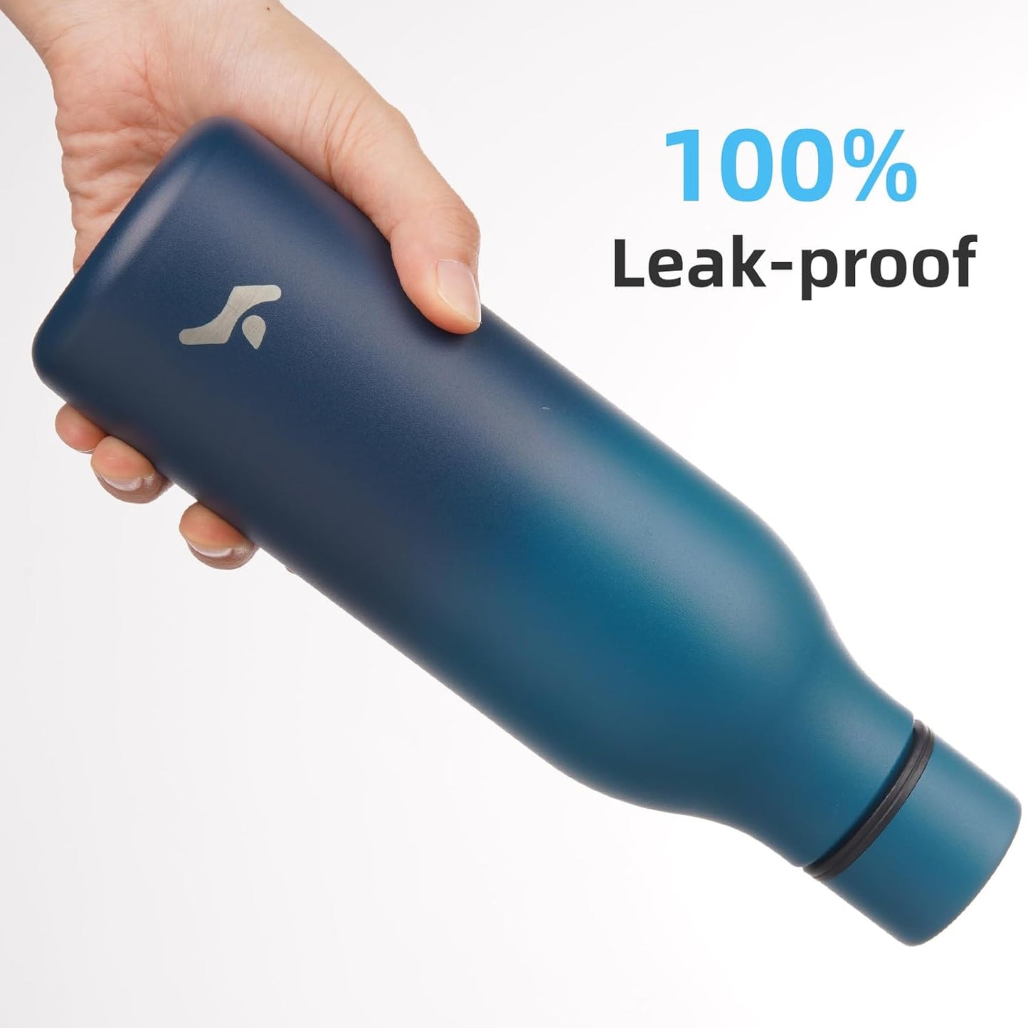 Insulated Water Bottle with Strap,18 oz Double Wall Stainless Steel Vacuum Bottles Metal Water Flask,Indigo Black