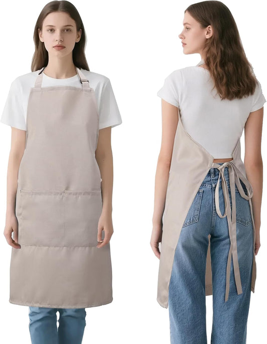 Kitchen Bib Apron for Women Men with Pockets Chef Art Aprons for Cooking Painting Pottery Ceramics