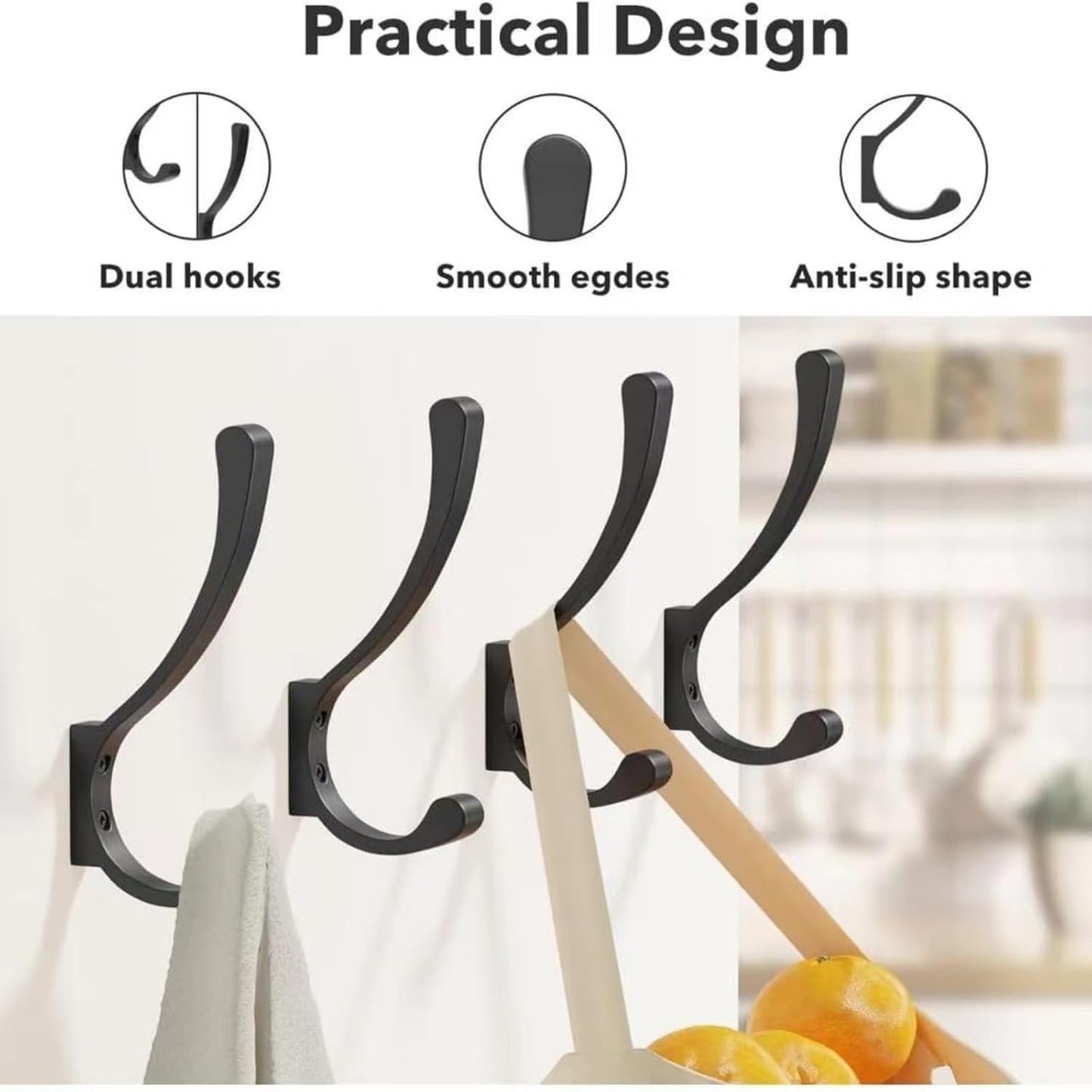 10 Pack Hanging Coat Hooks Wall Mount, Coat Hanger Wall Hangers, Metal Hooks for Hanging Heavy Duty, Screw in Hooks for Hanging Towels, Clothes, Backpack, Hat, Bag, Jacket, Key, Robe, Backpack Grey