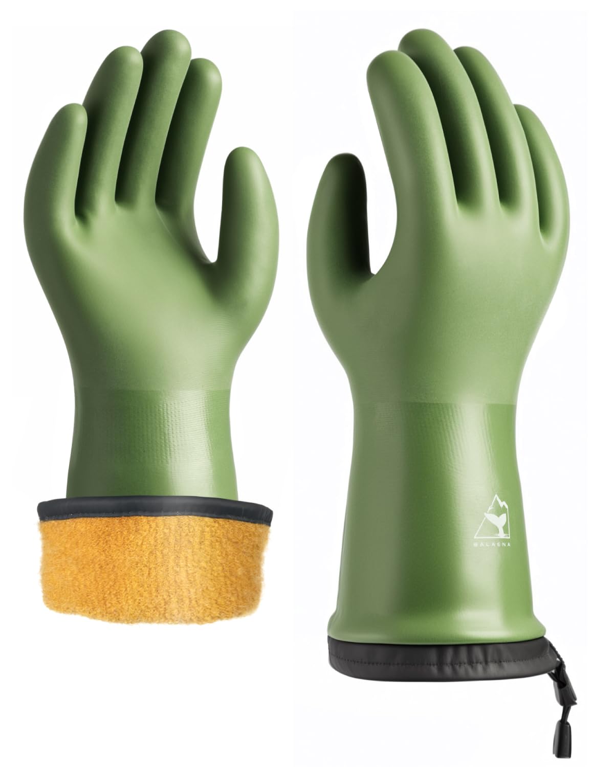 Waterproof Winter Gloves with Grip, Balaena Freezer Gloves for Light Duty Work & Outdoor Adventure, Hiking, Farming, Washing, Ice Fishing, Green, Medium