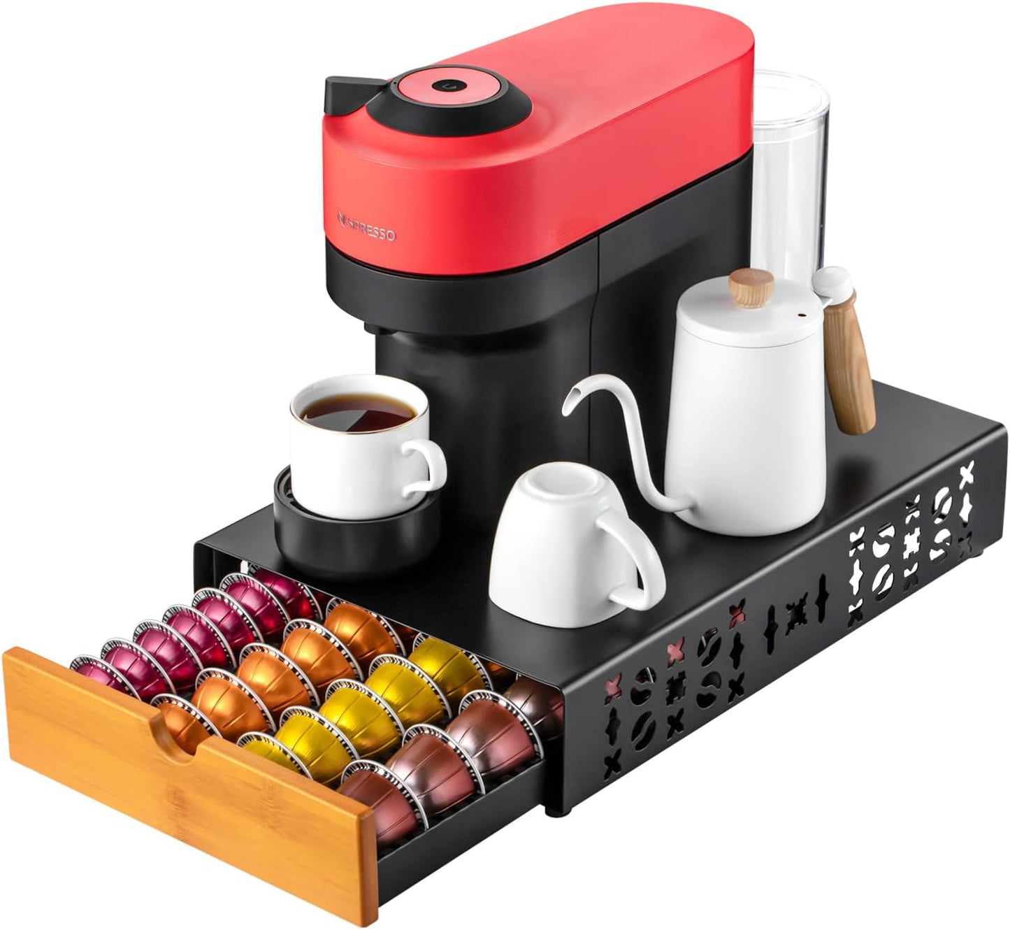 Flagship Vertuo Pod Holder Coffee Storage for Nespresso - Black Metal Fits All Size Vertuo Pods