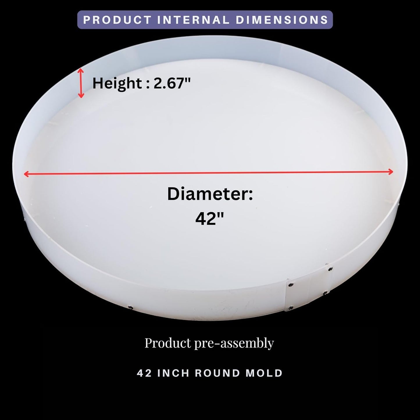 Resin Mold Large Round Deep -Kalinta 42inch Reusable Epoxy Round Molds for Resin Clock, Serving Tray Board, End Table，Floral Preservation Bouquet