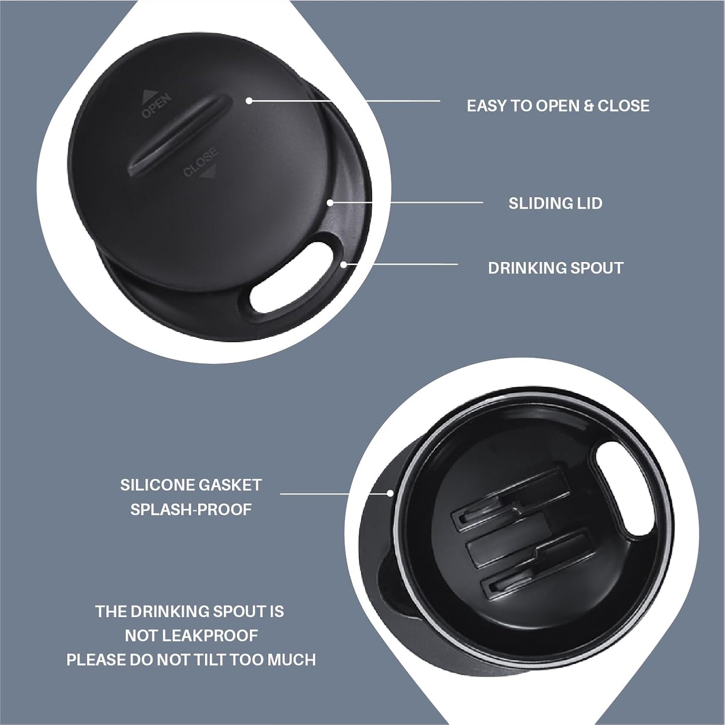 Ideus 16 oz Insulated Coffee Mug with Handle and Lid, Double Wall Stainless Steel Vacuum Thermal Coffee Mug, Travel Coffee Cup Thermal Cup for Home and Office, Leopard Gray