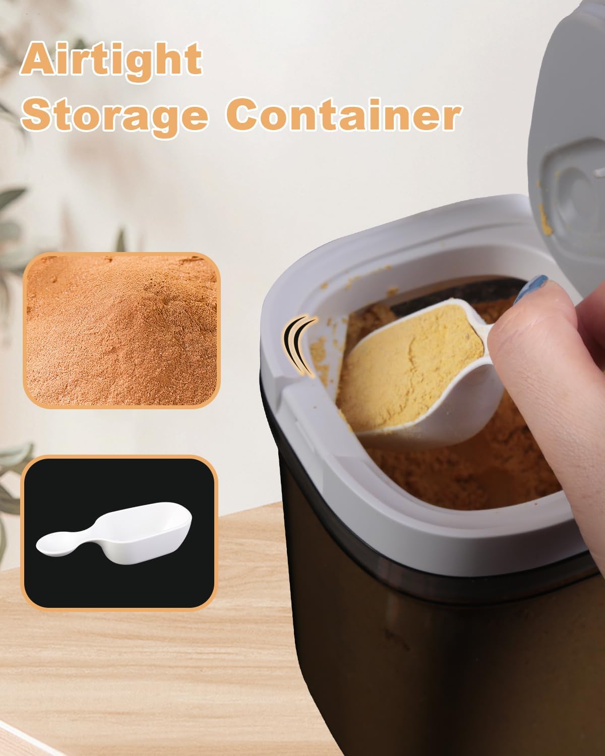 Airtight Food Storage Containers Set, 1.1QT BPA Free Coffee Canisters with Magnetic Scoop, Ideal for Beans, Ground Coffee, Spices, Herbs, Keeps Freshness, Easy to Clean