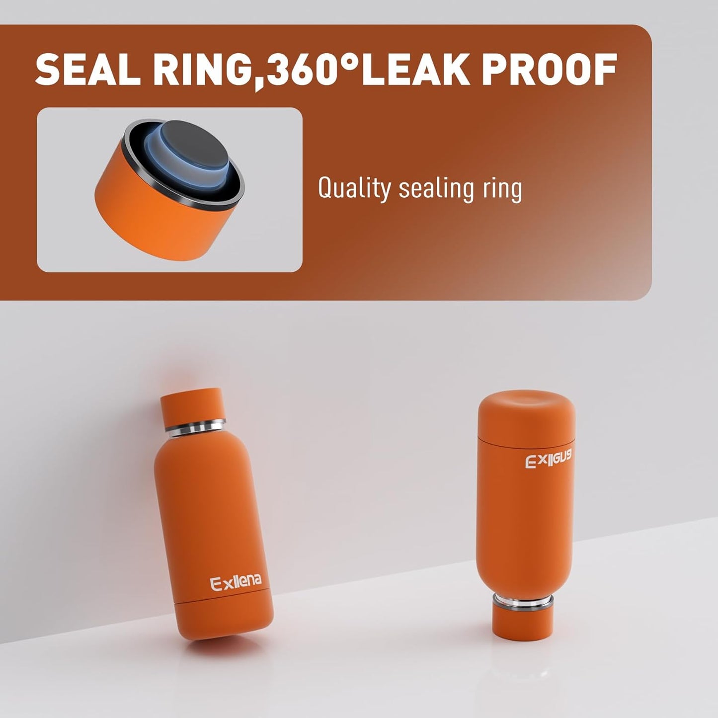 Small Water Bottle 12oz with Clip, Double Wall Stainless Steel Vacuum Small Insulated Water Bottle Keeps Drinks Cold 24 Hrs/Hot 12 Hrs for Kids Handbag School BPA Free (Bright Orange)