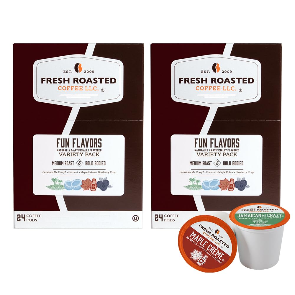 Fresh Roasted Coffee, Fun Flavors, Flavored Coffee Pod Variety Pack, K-Cup Compatible, 48 Count