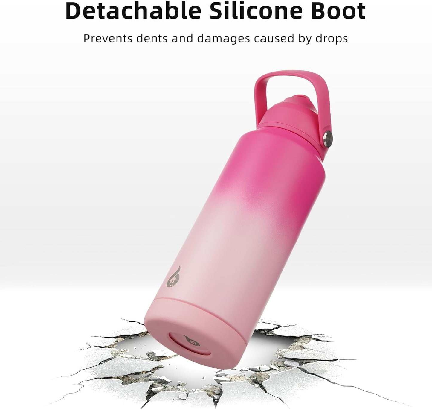 BJPKPK Insulated Water Bottle with Straw Lid, 18oz Thermos Water Bottles with Soft Nozzle, Flex Handle & Non-slip Boot, BPA Free Leak Proof Stainless Steel Metal Thermos, Tumblers, Cups,Cherry