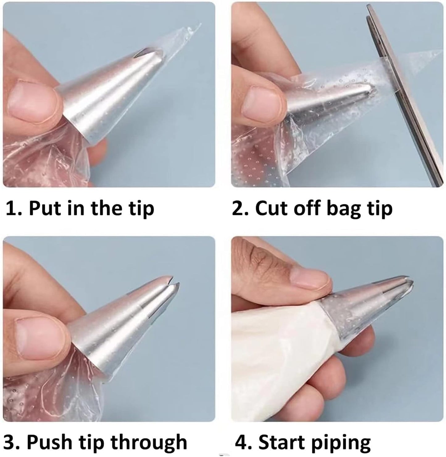 20 Inch icing bags Disposable, AMBESTAR 200 Pcs Large Pastry Bags Disposable, Thick Plastic Non-Slip Anti-Burst Cake Decorating Bag for Frosting Decorating Cake Cupcake Cookie, Easy to Squeeze