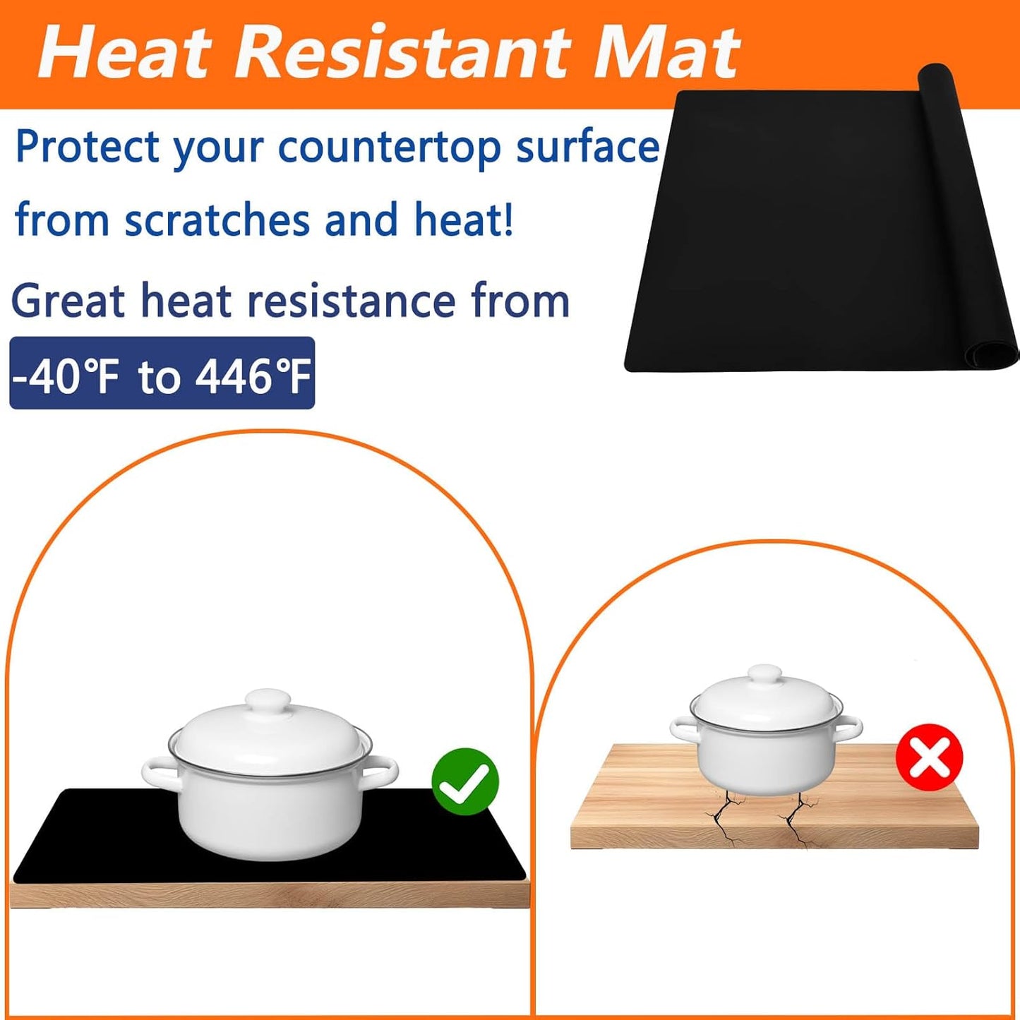 35.4''x23.6''(90cmx60cm) Extra Large Silicone Mat for Kitchen Counter, Heat Resistant Countertop Protector, Non-Slip Waterproof Kitchen Island Mat, Easy to Clean, Semitransparent