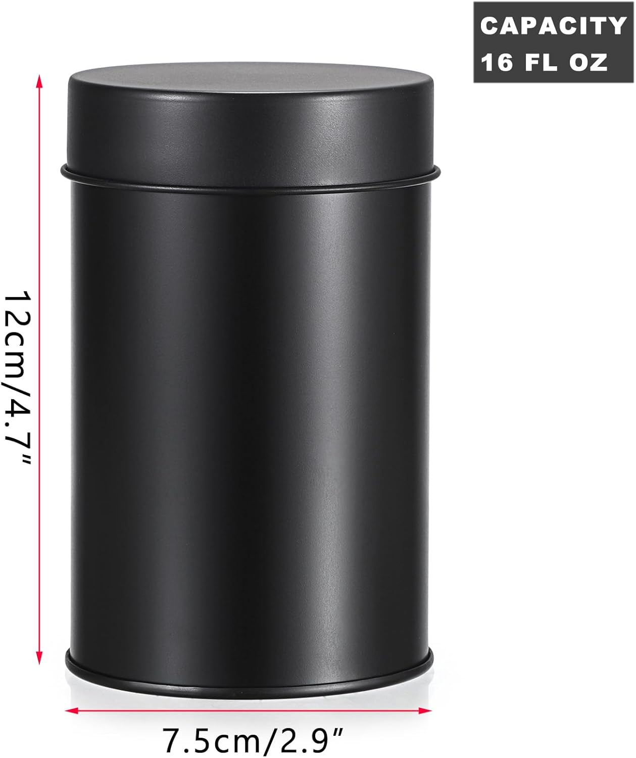 JUXYES 12 Pack Tea Tins Canister with Airtight Double Lids, 16 oz Loose Leaf Tea Storage Airtight Kitchen Canisters Tins Can Box for Storage Loose Tea Coffee Herbs and Spices, Black