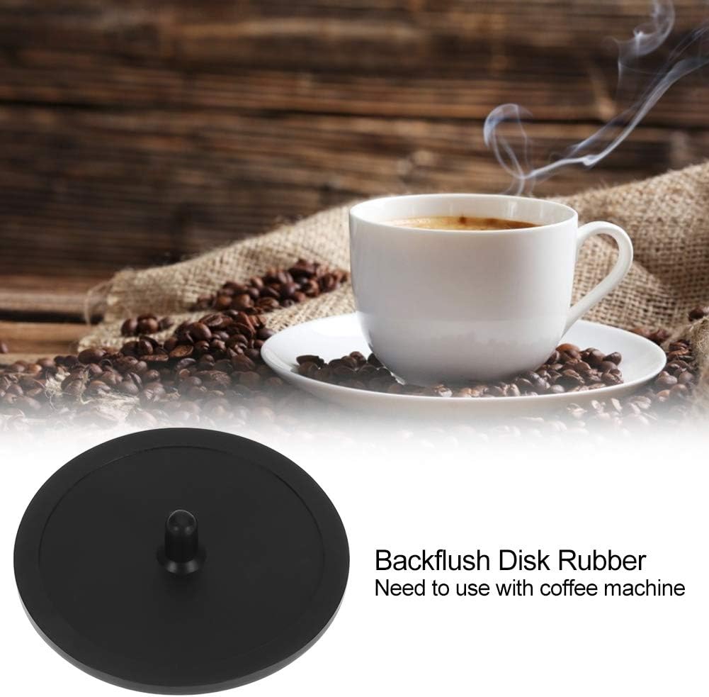 Blind Filter Backflush Disk, Rubber Insert Blind Filter Disc Backflush Cleaning Pad Disk Tray Compact Lightweight for Espresso Makers Coffee Machines Accessories Backwash Plate Cafe Kitchen Black 50mm